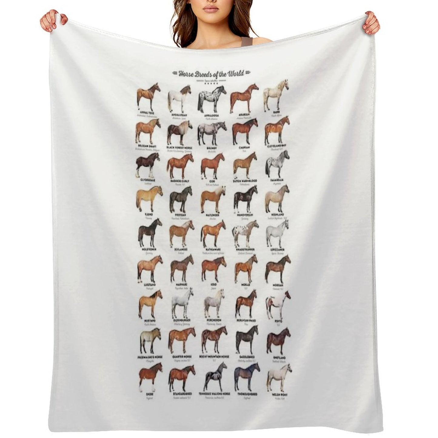 Horse Breeds Of The World Multi-functional Throw Blanket