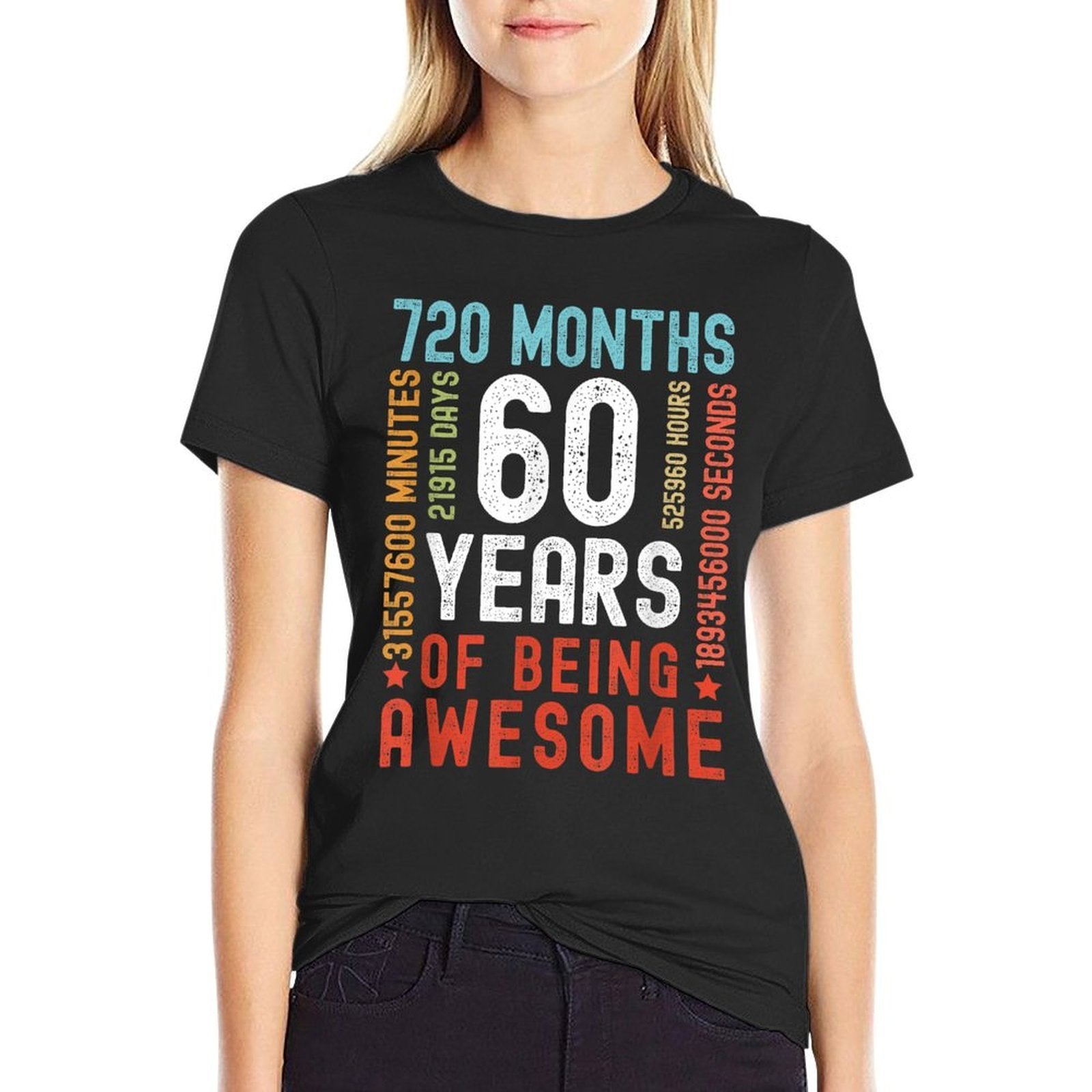 60 Years 720 Months Of Being Awesome Funny 60th Birthday  Moisture-wicking T-Shirt