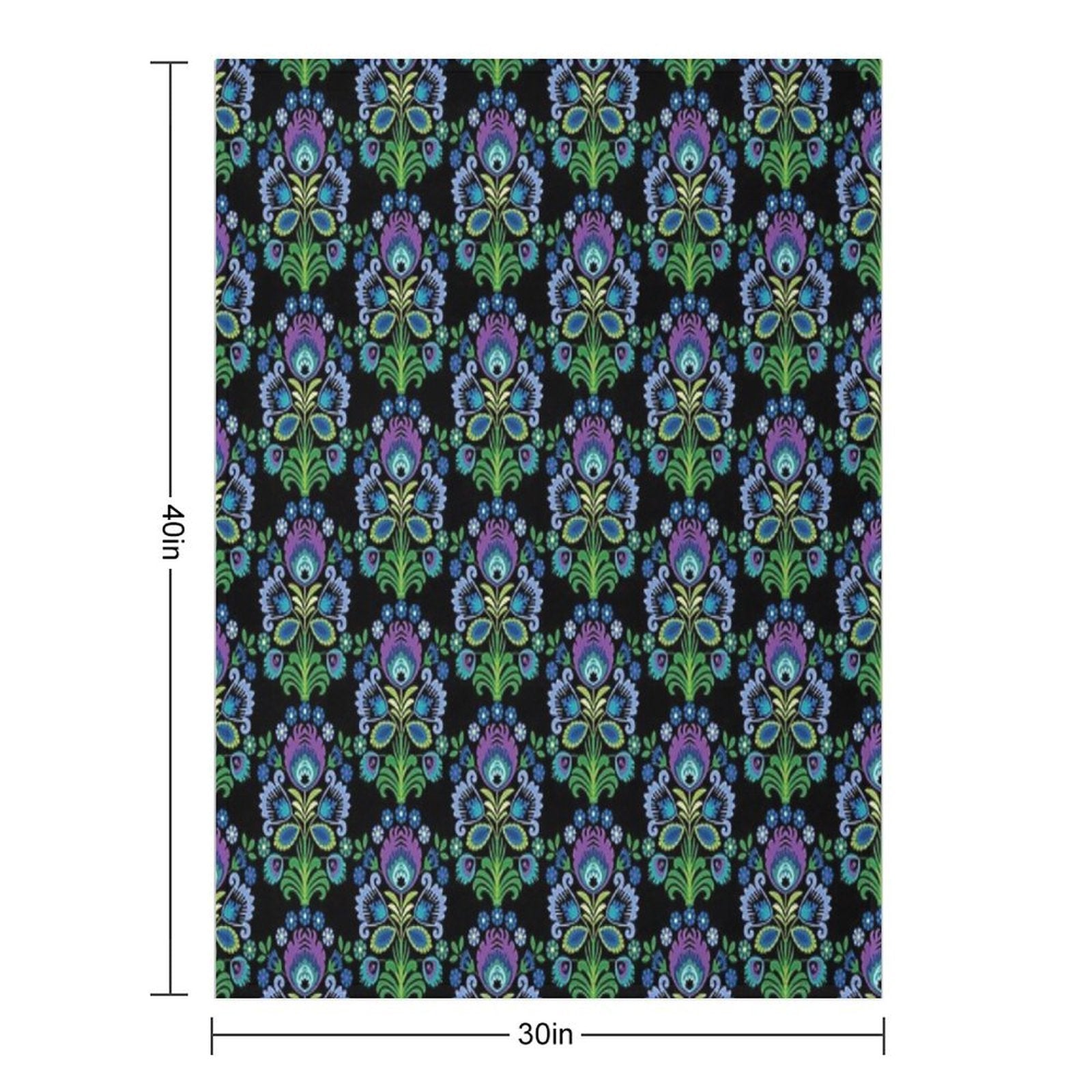 Polish Folk Flowers Purple on Black Shrink-resistant Throw Blanket