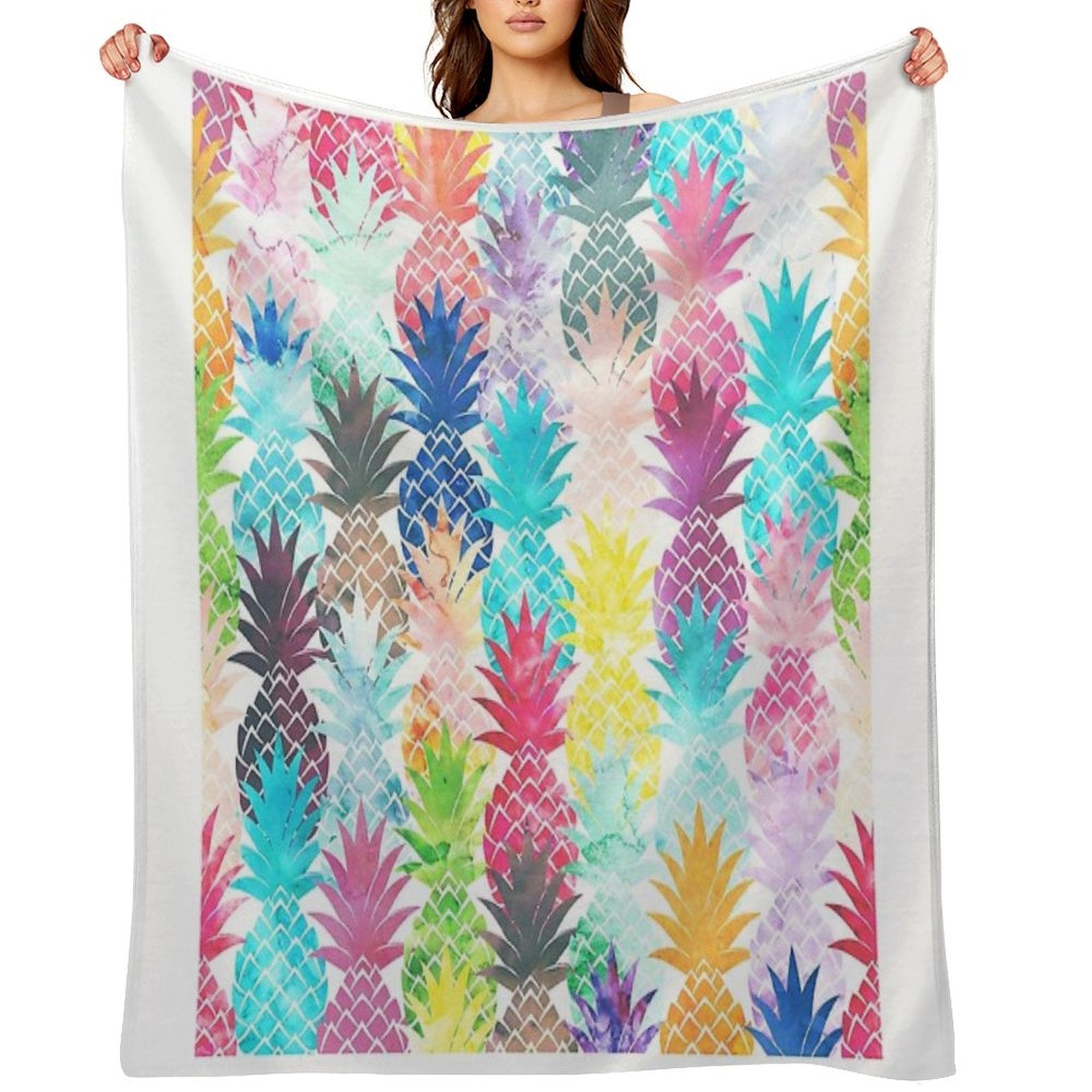 Hawaiian Pineapple Pattern Tropical Watercolor Anti-pilling Throw Blanket