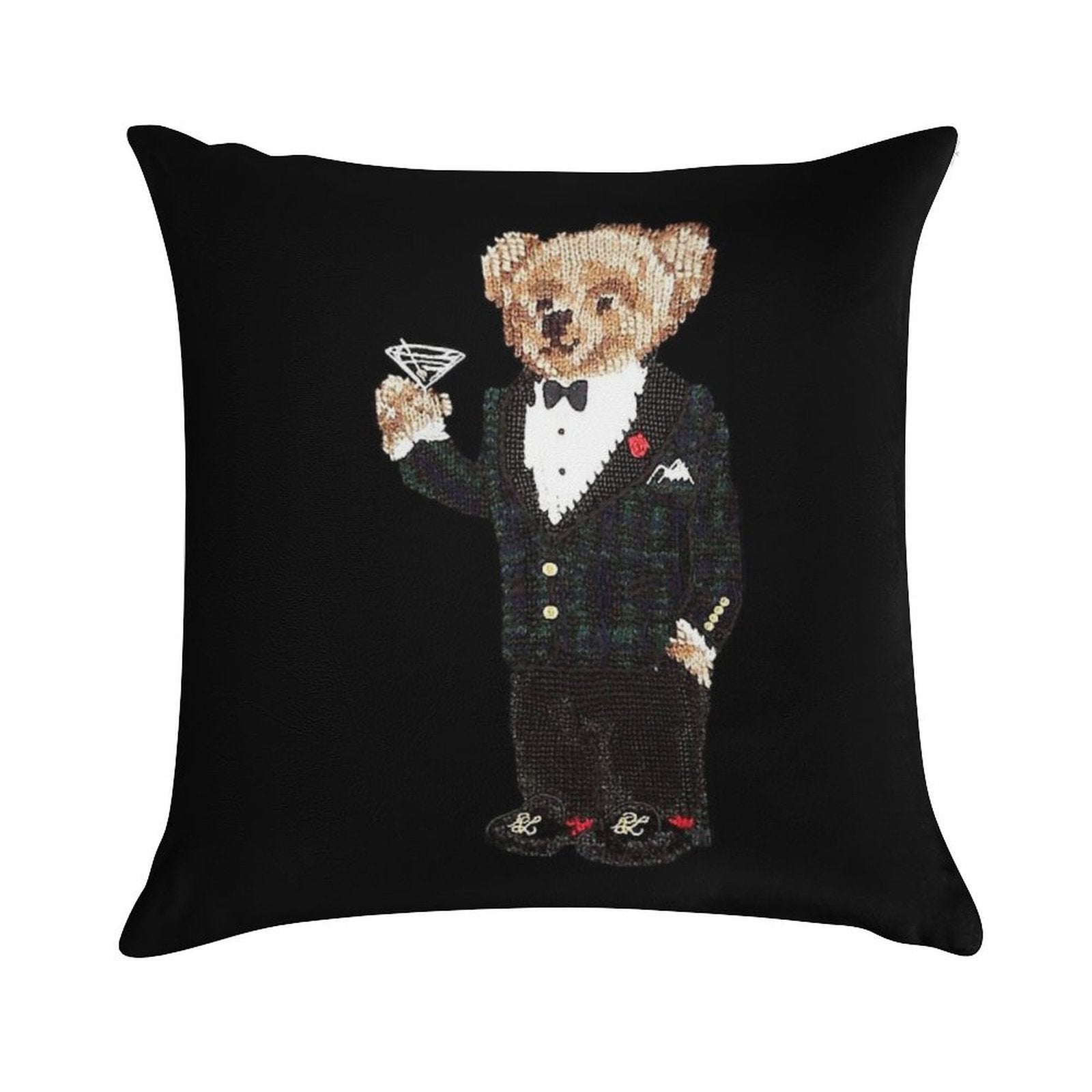 Gentleman Bear Soft Decorative Cover Throw Pillow