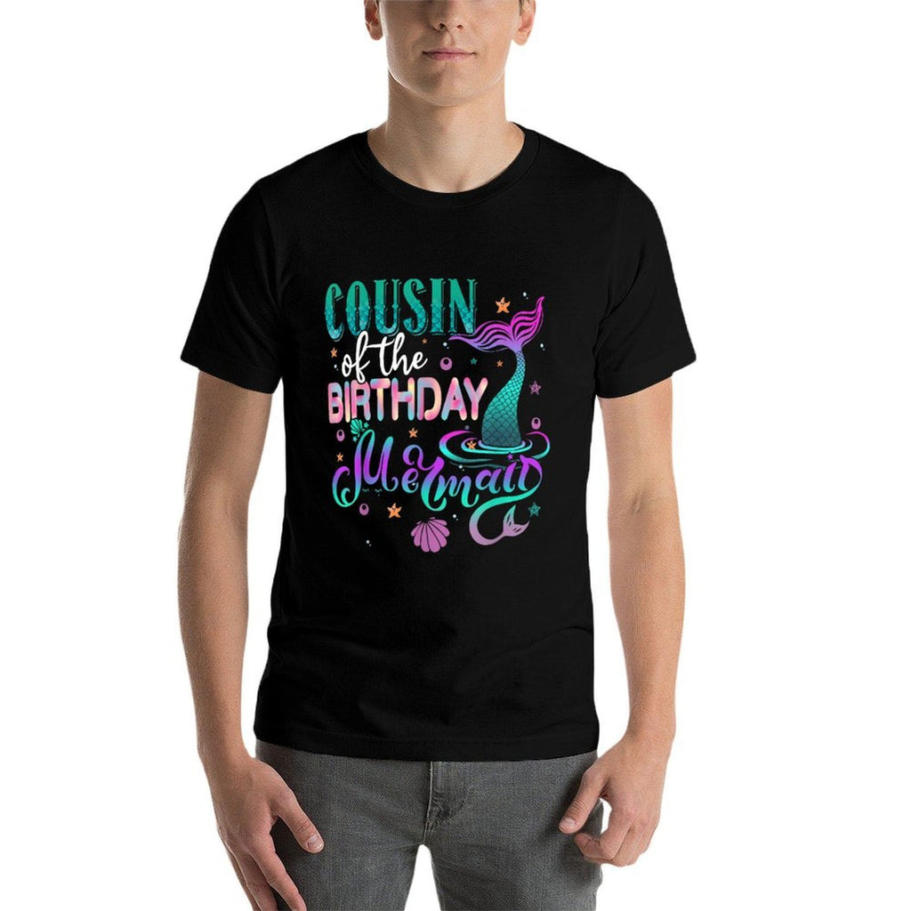 Cousin Of The Birthday Mermaid Family Matching Party Squad  Ribbed Collar T-Shirt