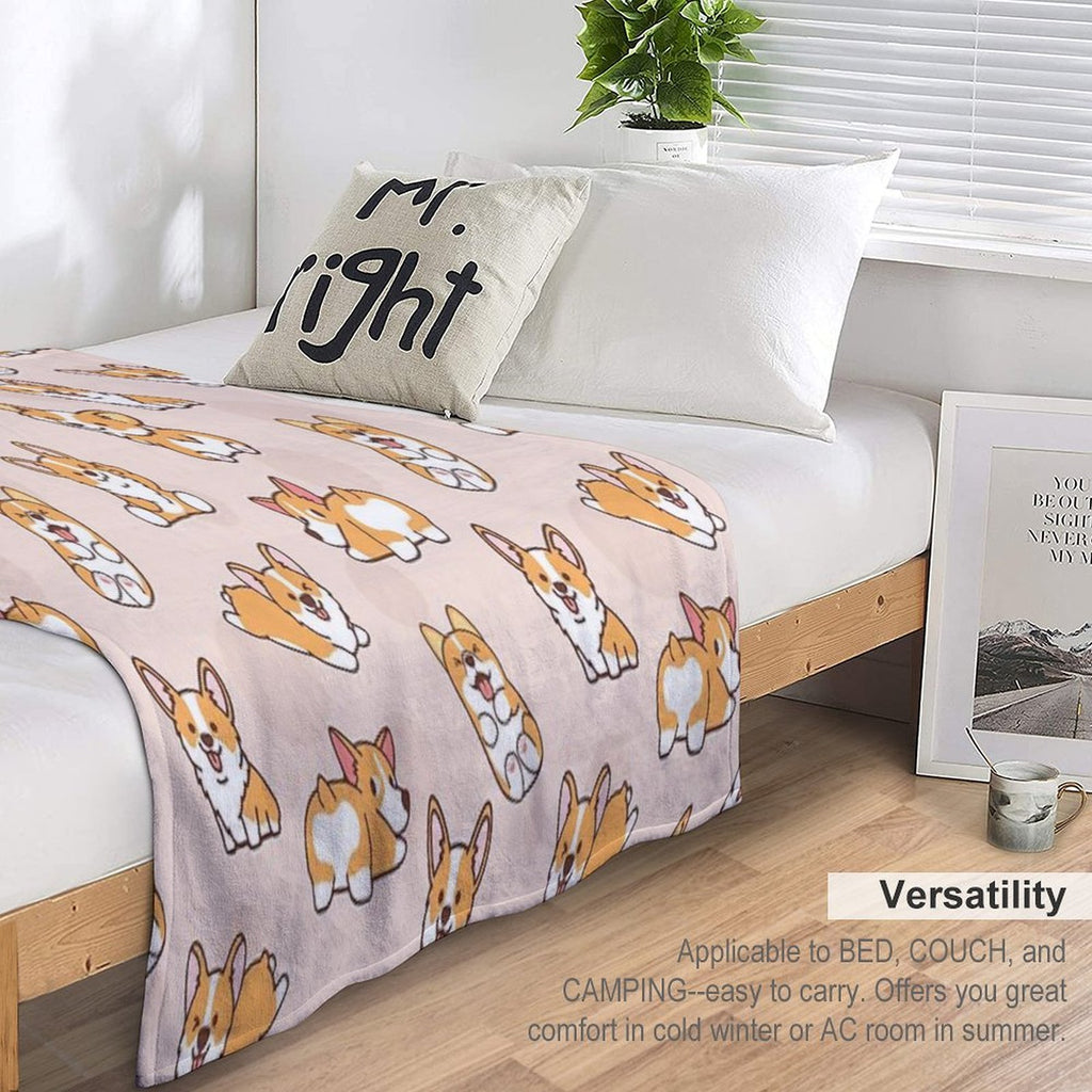 Corgi Puppy Fun Quick-dry Throw Blanket