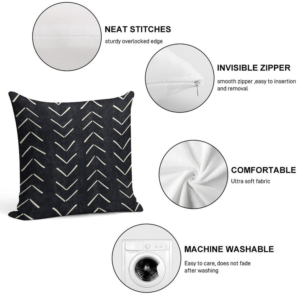 Boho Big Arrows in Black And White Soft Decorative Cover Throw Pillow