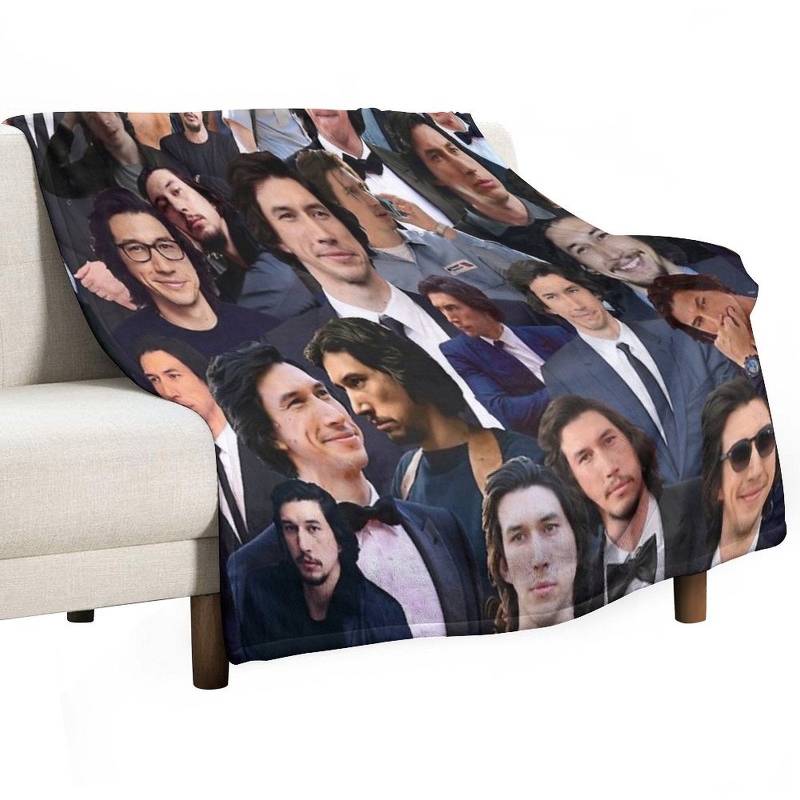 Adam Driver Blue Collage Shrink-resistant Throw Blanket