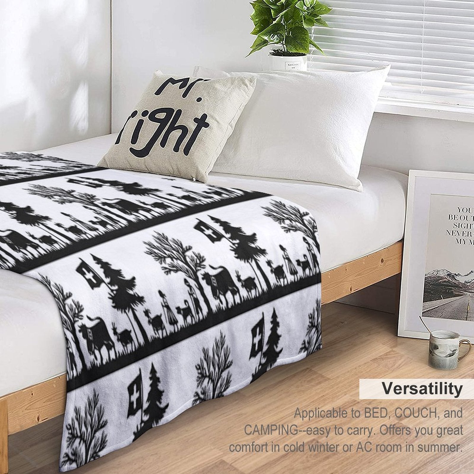 Paper Cutting from Switzerland Durable Throw Blanket