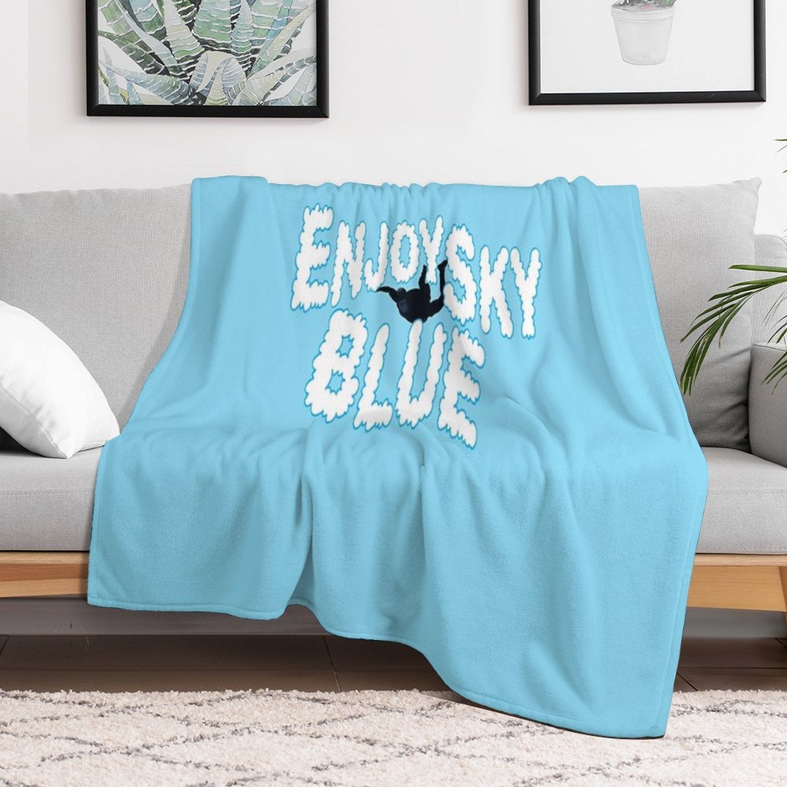Enjoy Sky Blue Durable Throw Blanket