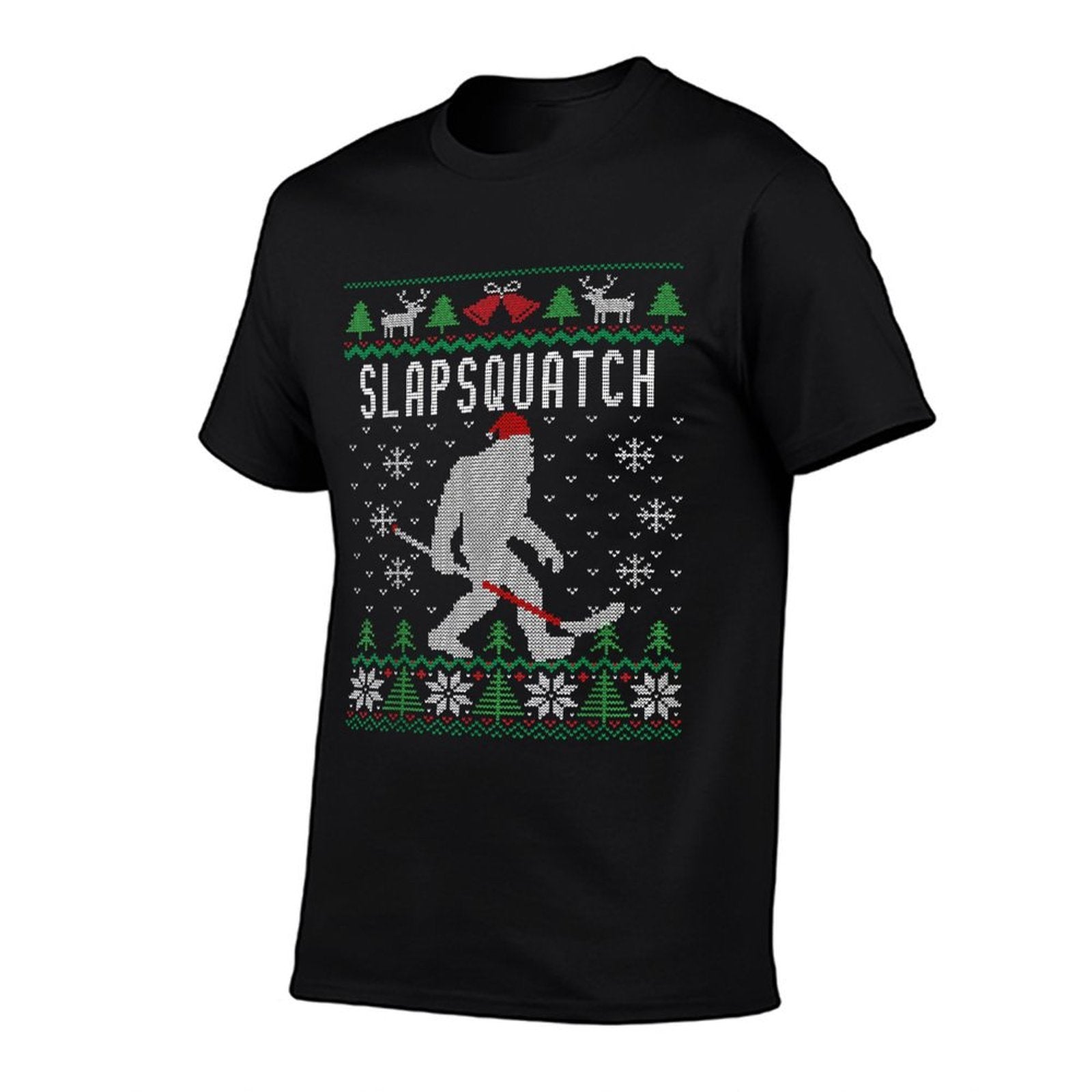 Slapsquatch  Christmas Hockey Sasquatch  Bigfoot  Stretchy T-Shirt