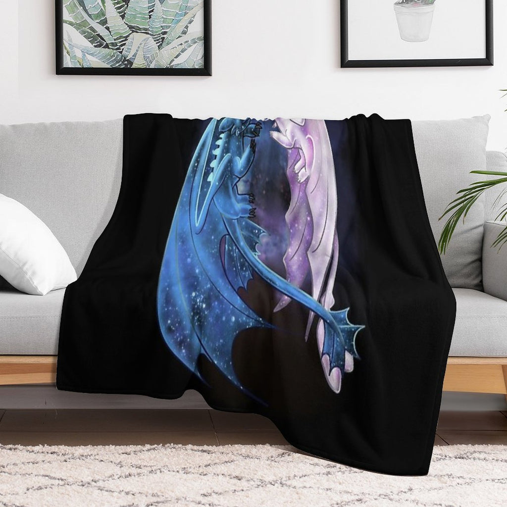 Dragon Heart - Starry Dragons - Toothless And Light Fury Compact Throw Blanket