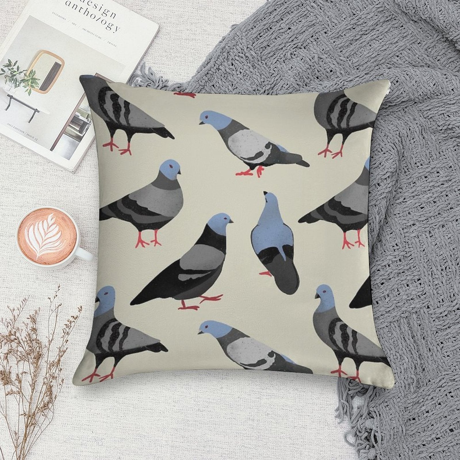 Design 33 - The Pigeons Soft Warmth Comfort Throw Pillow