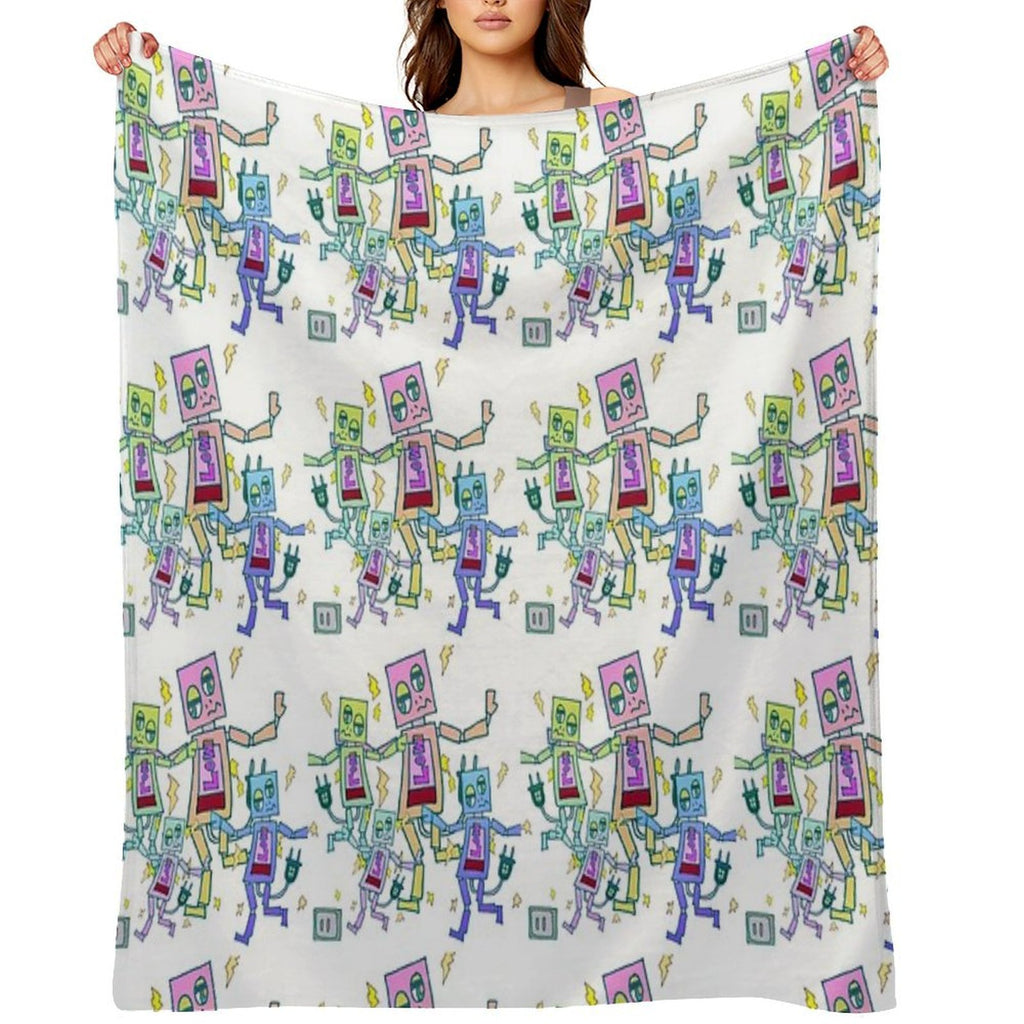 Battery-depleted Robot 5 Versatility Throw Blanket