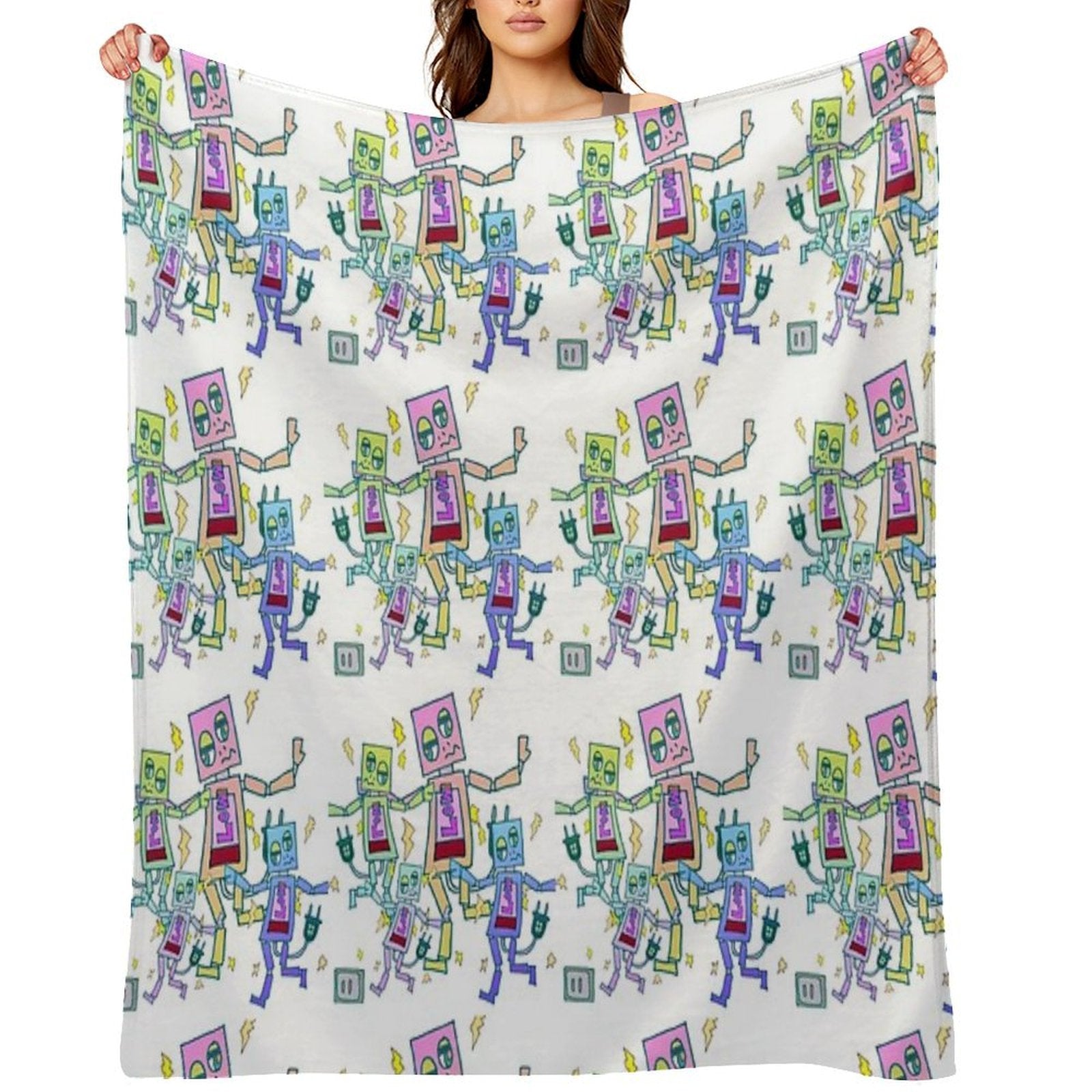 Battery-depleted Robot 5 Versatility Throw Blanket