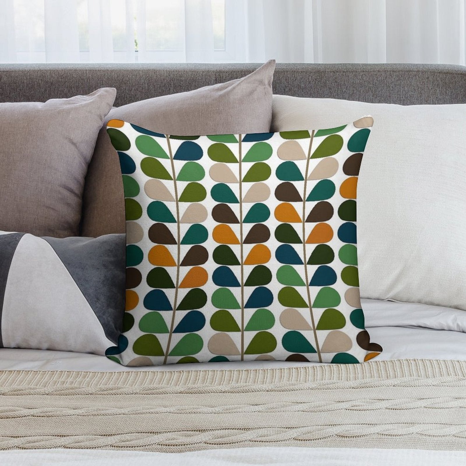 Retro 60s Mid Century Modern Pattern 2 Soft Shrink-Resistant Throw Pillow