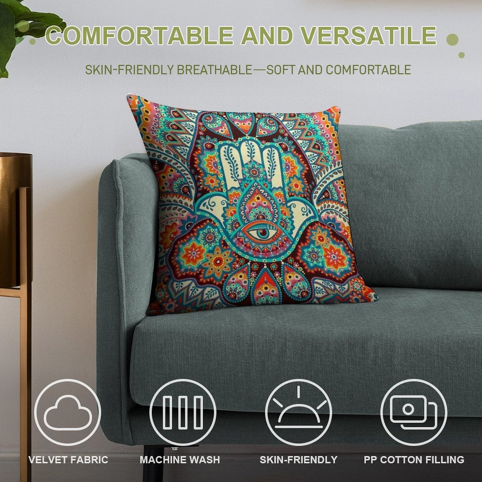 Hamsa Hand Soft Easy Maintenance Throw Pillow