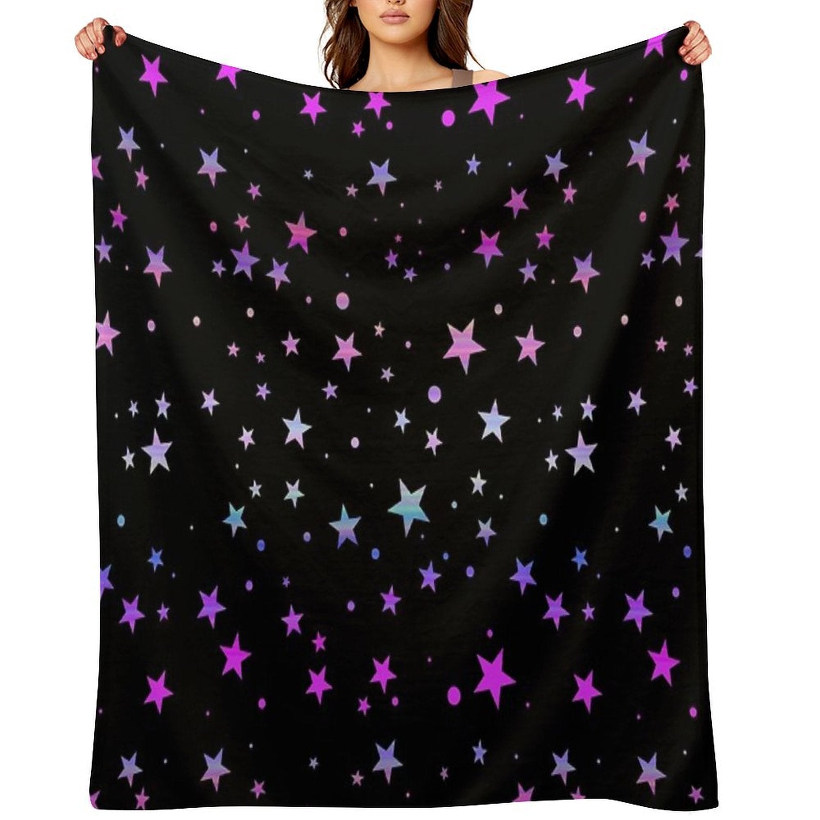Pastel Starry Colorful Rainbow Stars Compact Throw Blanket