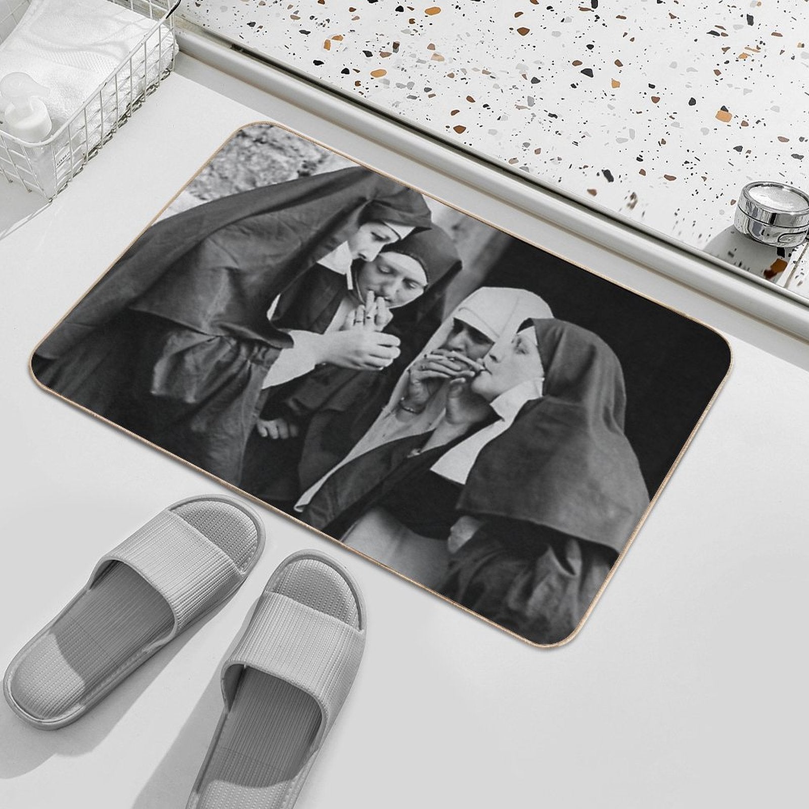 Nuns Smoking Poster Classic  Absorbent Bath Mat