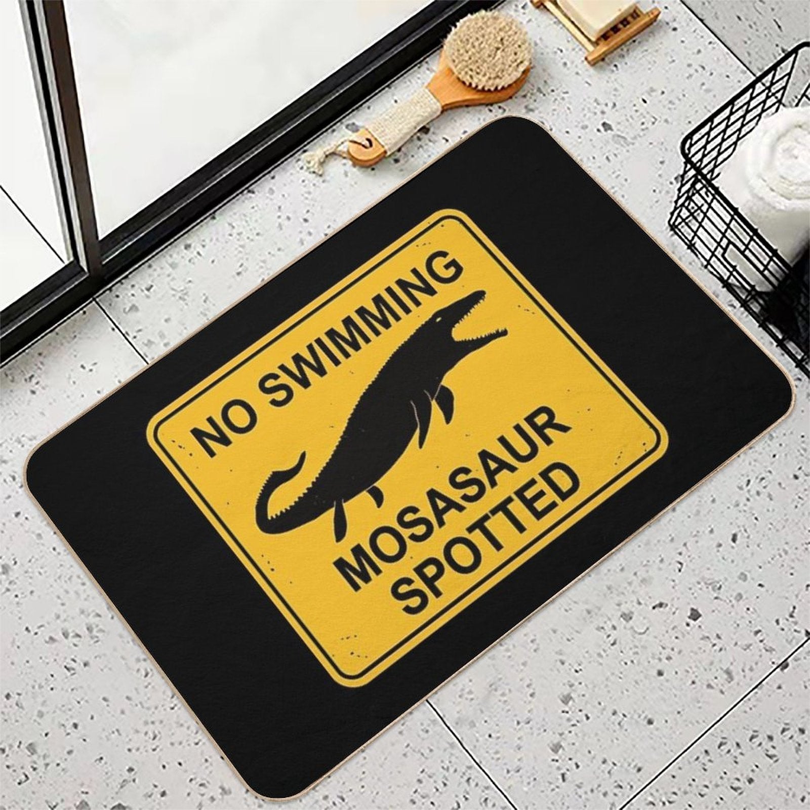 Mosasaur - No Swimming!  Anti-Trip Bath Mat