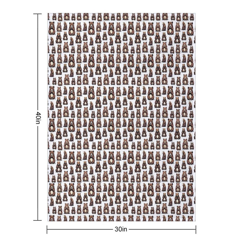 Bear's Thoughtful Pose Pattern 4 Plush Throw Blanket