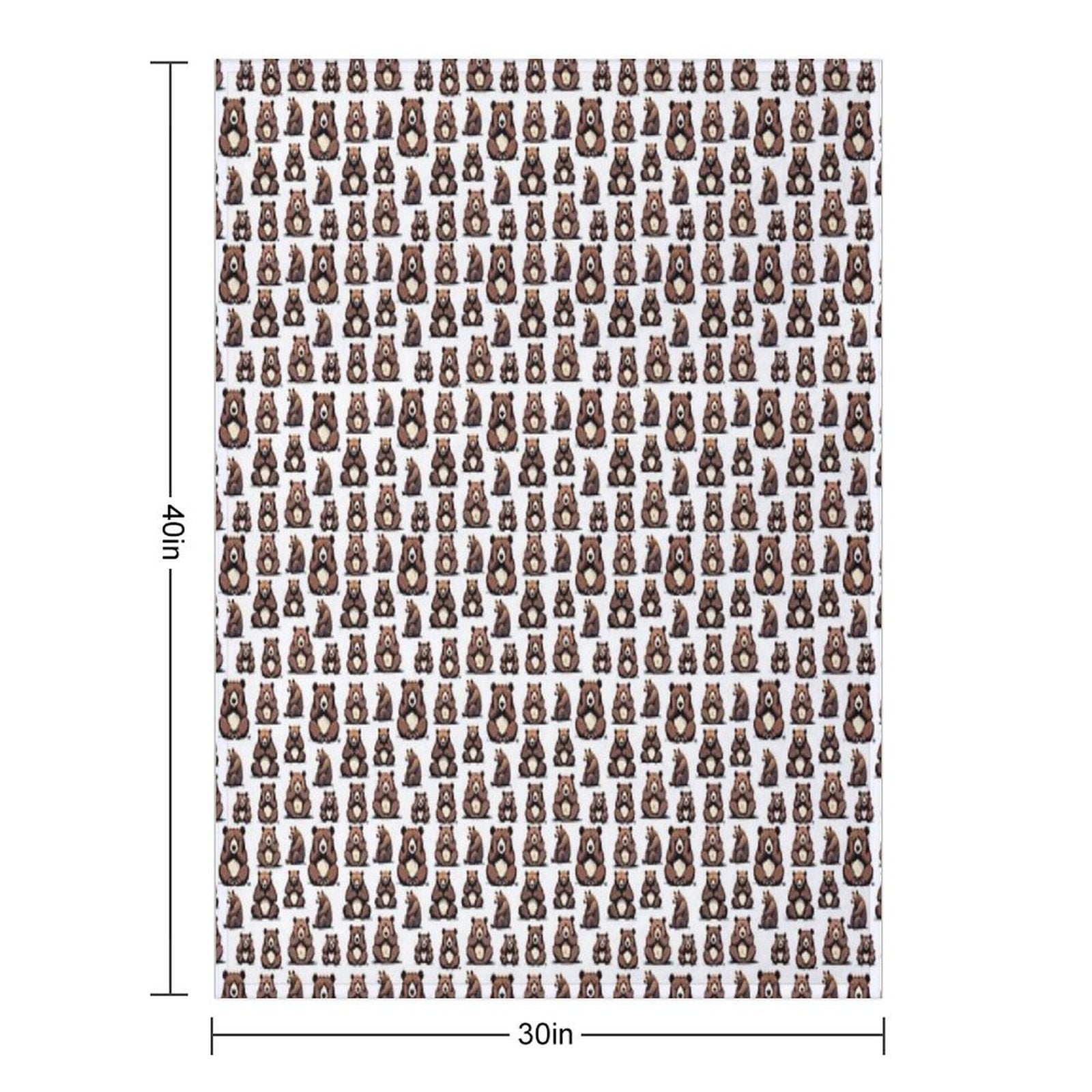 Bear's Thoughtful Pose Pattern 4 Plush Throw Blanket
