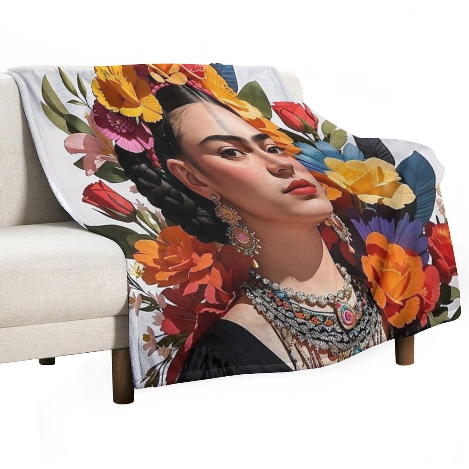 Frida Khalo All The Flowers- 1 Premium Throw Blanket