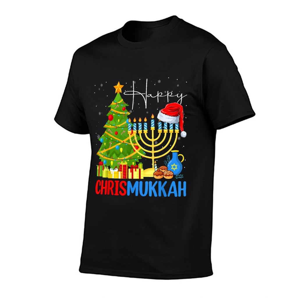 Happy Chrismukkah Merry Christmas Happy Chanukah Jewish  High-quality Stitching T-Shirt