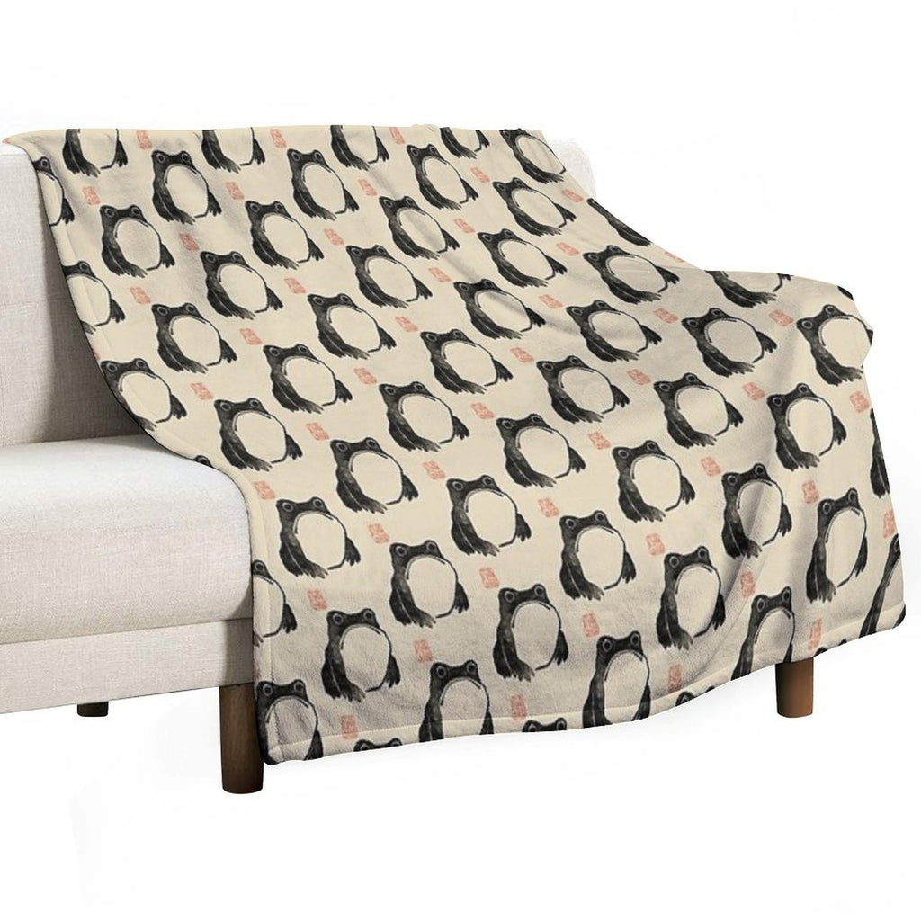 Grumpy Frog Japanese Lightweight Throw Blanket