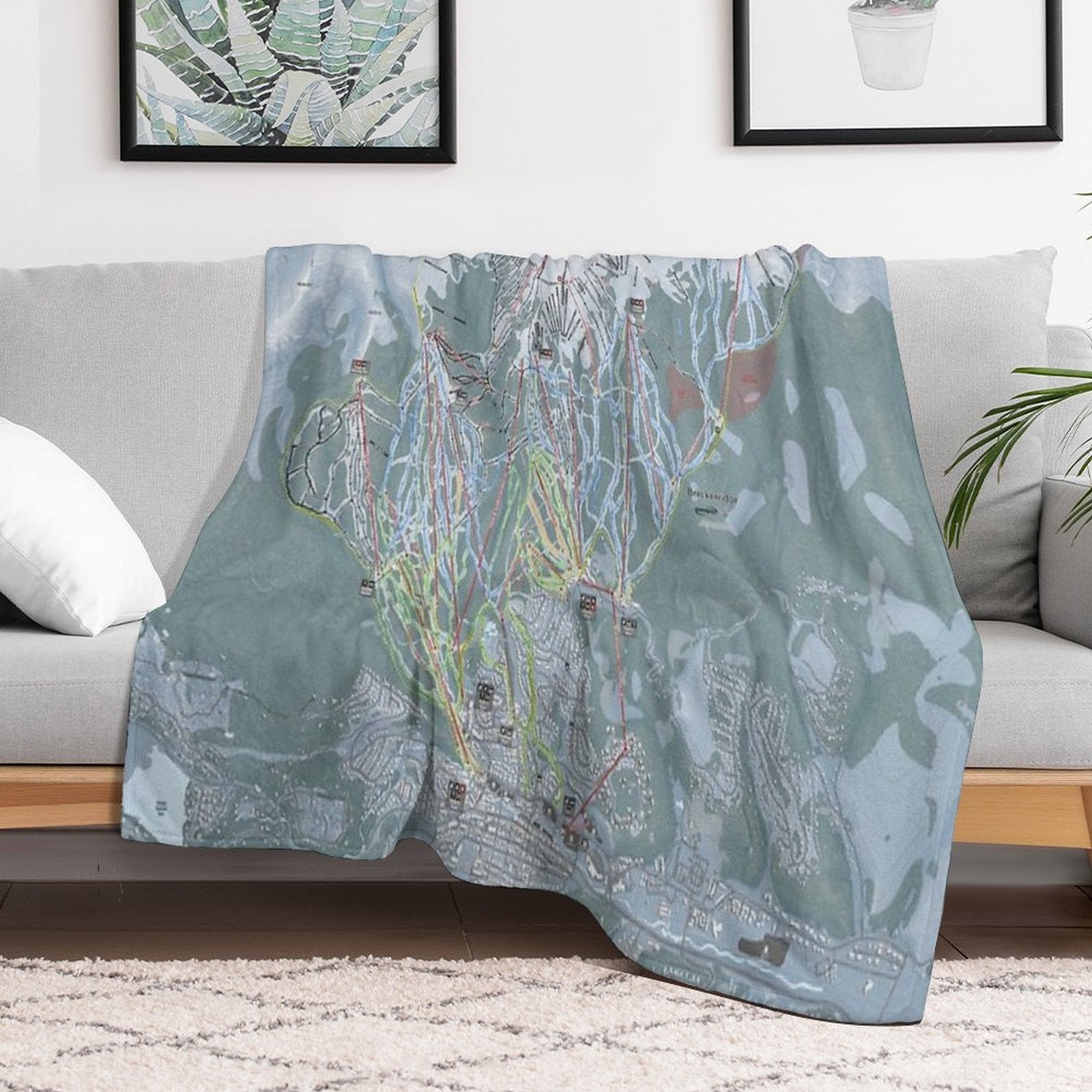 Breckenridge Resort Trail Map Wrinkle-free Throw Blanket
