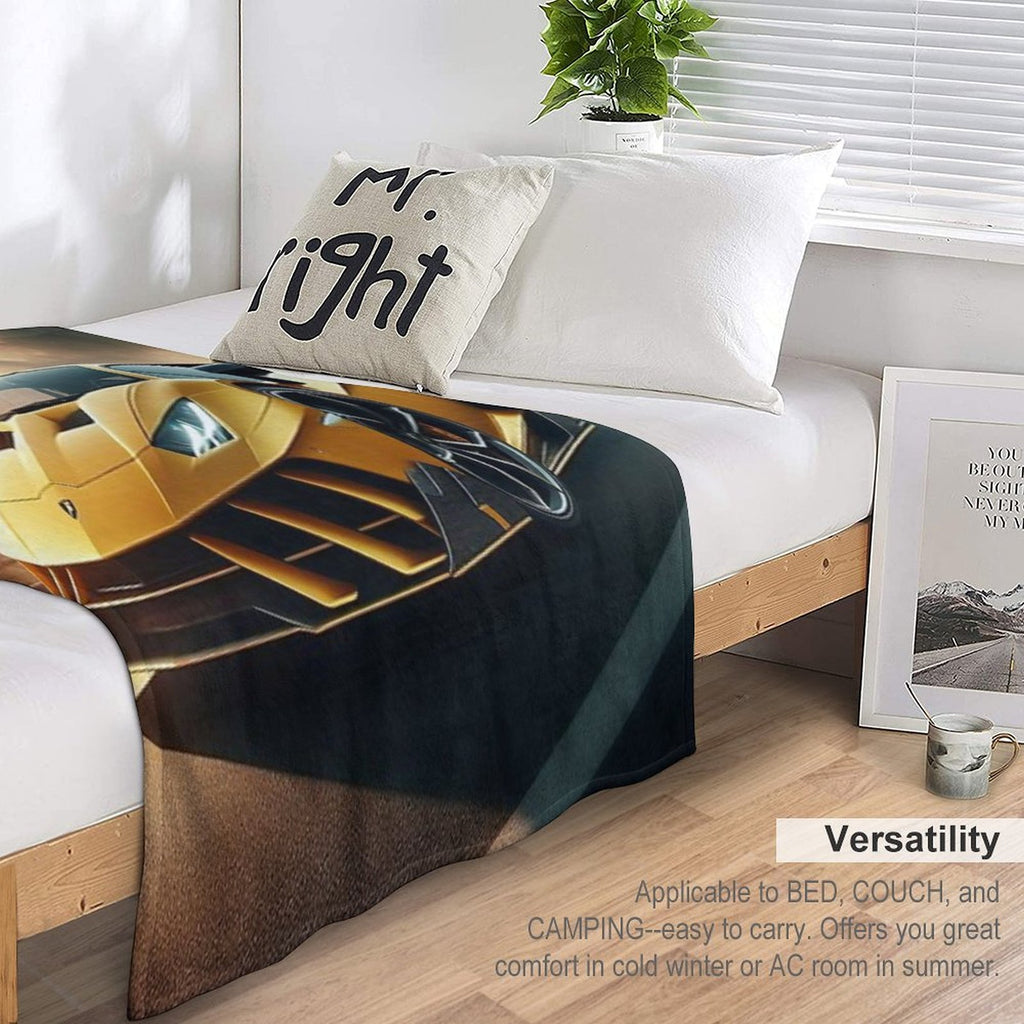 Lamborghini Sports Car on A Stunning Road Comfort Throw Blanket