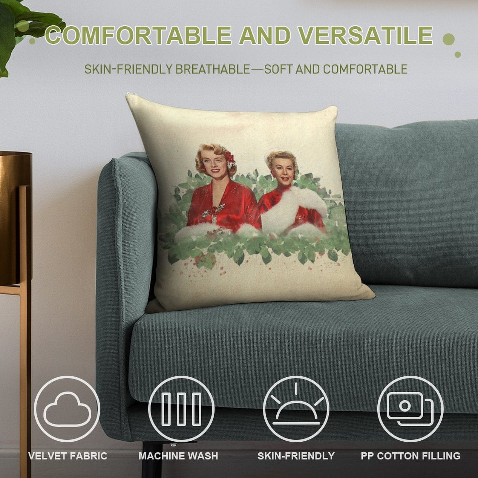 Sisters - A Merry White Christmas Soft Washable Throw Pillow