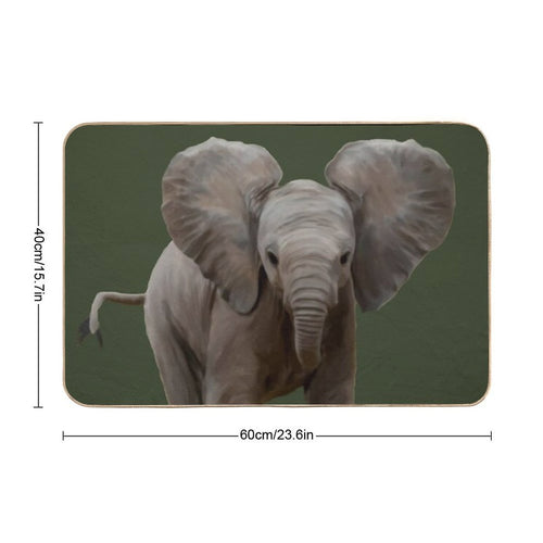 Baby Elephant Painting  Slip-Resistant Bath Mat