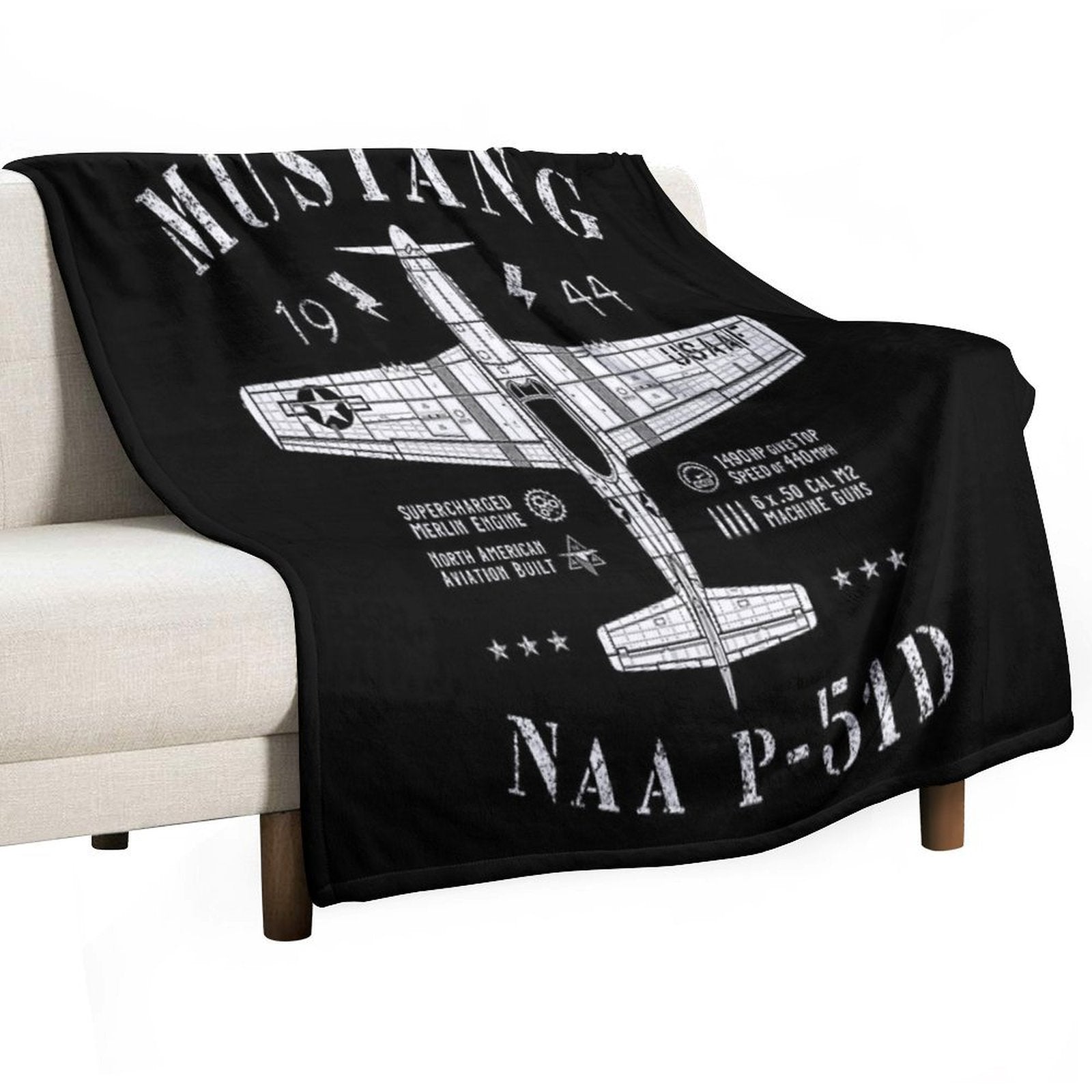 P-51 Mustang Sustainable Throw Blanket