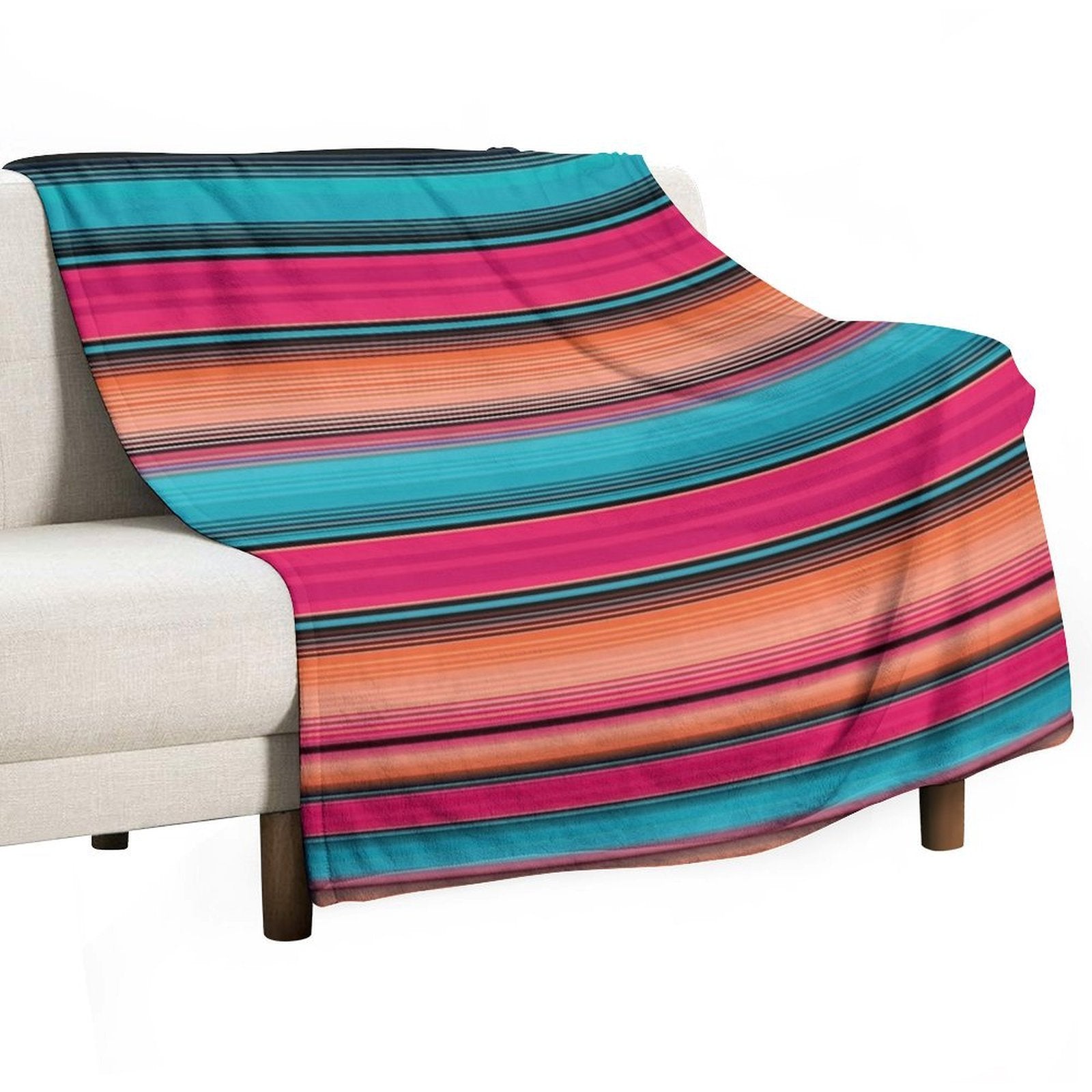 Sarape Rosa Pink Cute Mexican Blanket Serape Pattern Travel-friendly Throw Blanket