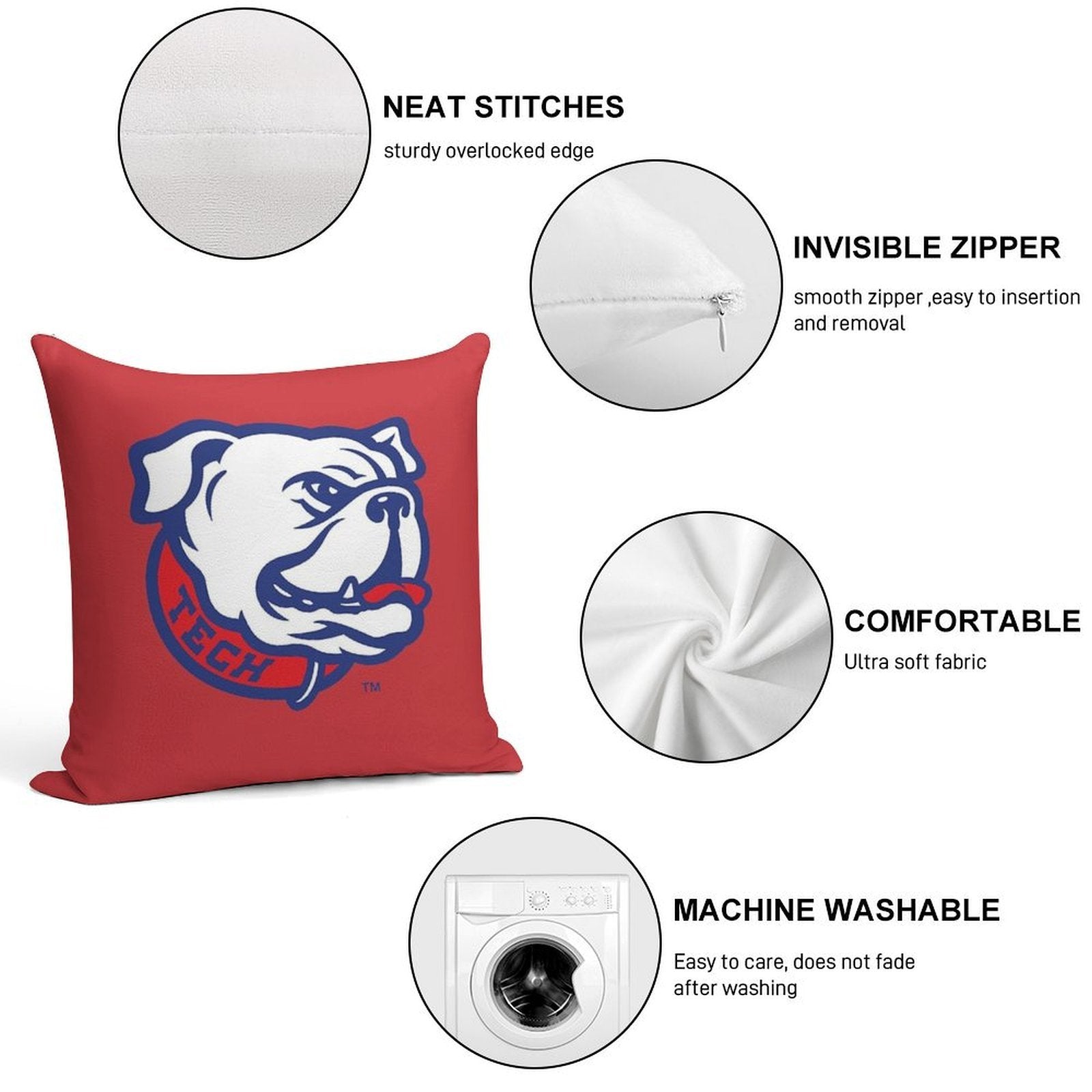 Louisiana Football Soft Decorative Cover Throw Pillow