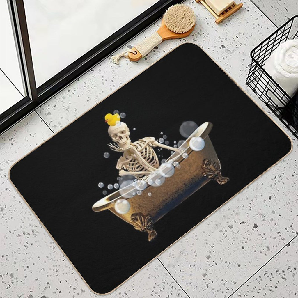 Skeleton Relaxing in The Bath  Pet-Safe Bath Mat