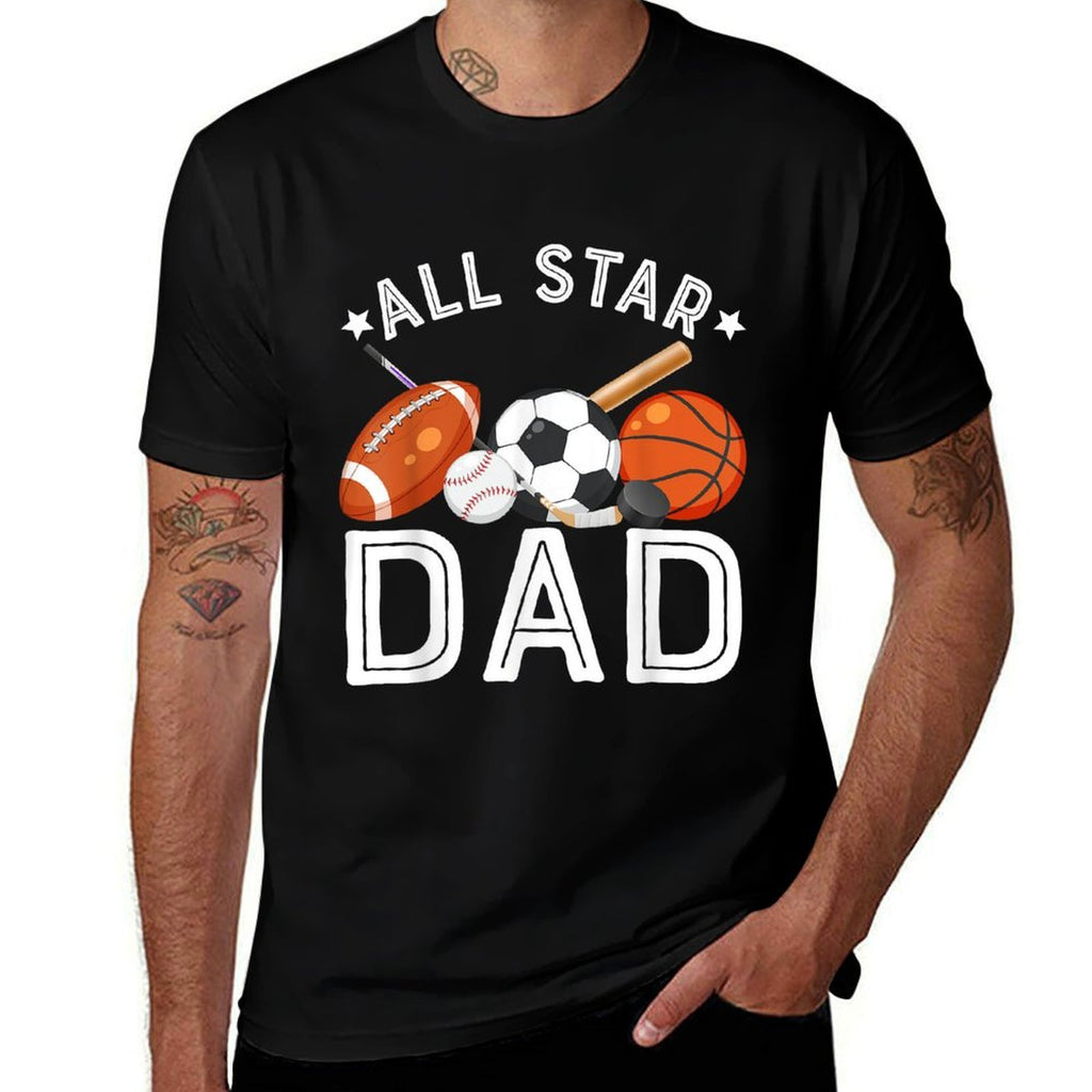 All Star DAD Of The Birthday Boy Basketball Soccer Sport  High-quality Stitching T-Shirt