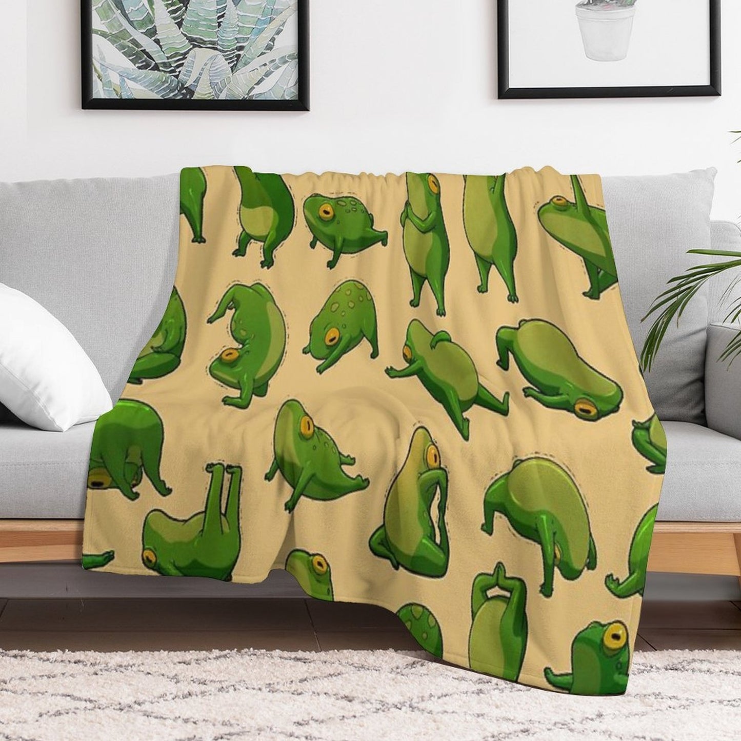 Yoga Frogs Poster With Text Anti-pilling Throw Blanket