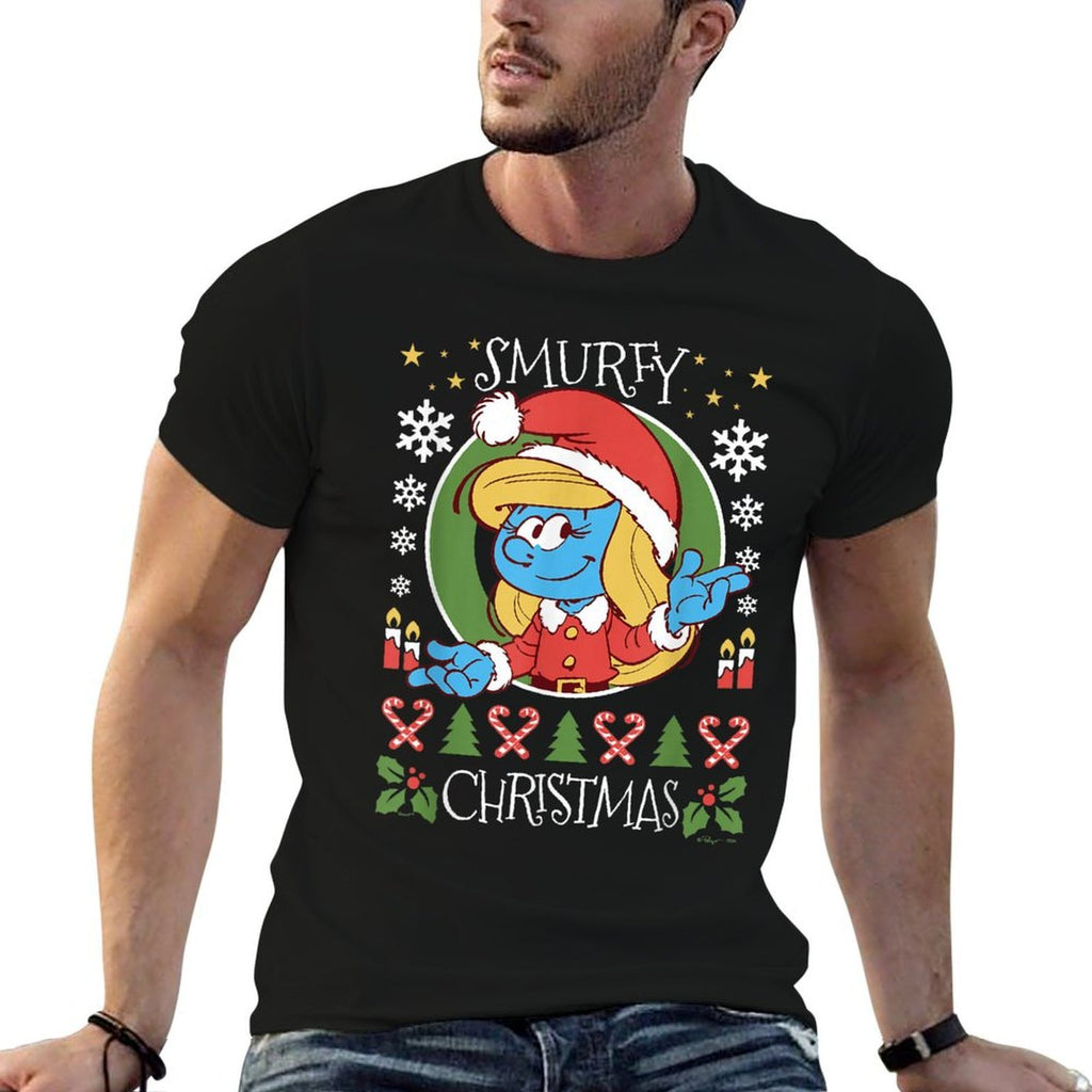 The Smurfs Christmas Smurfy Christmas Smurfette Chest Logo  Versatile T-Shirt