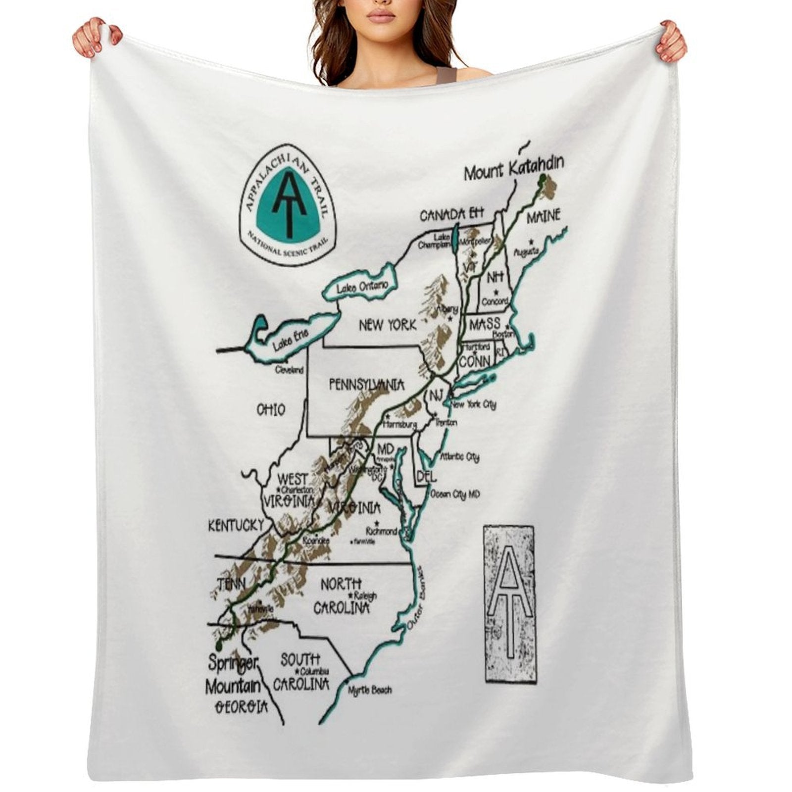 Appalachian Trail Map Versatility Throw Blanket