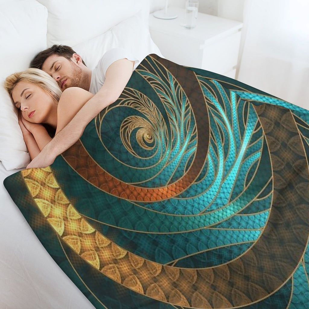 Beautiful Corded Leather Turquoise Fractal Bangles Travel-friendly Throw Blanket