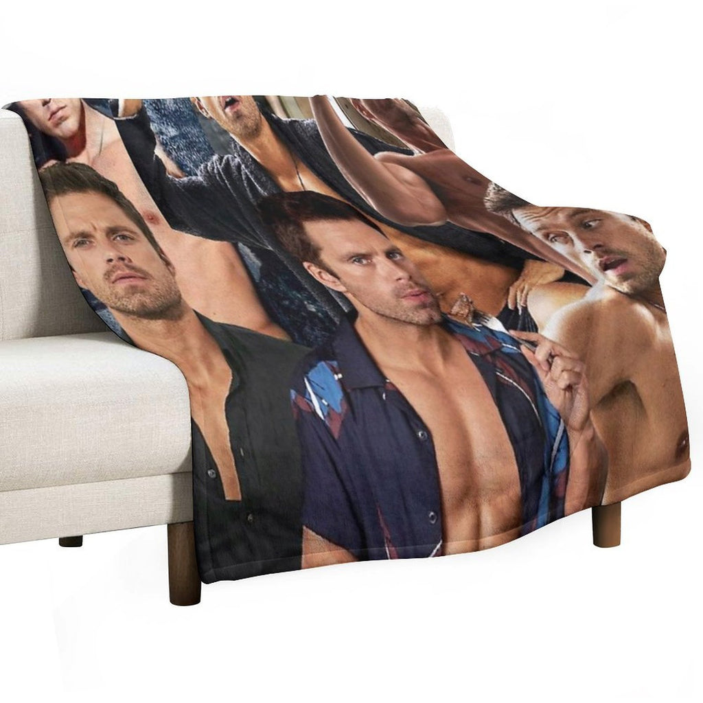 Sebastian Stan Collage Travel-friendly Throw Blanket
