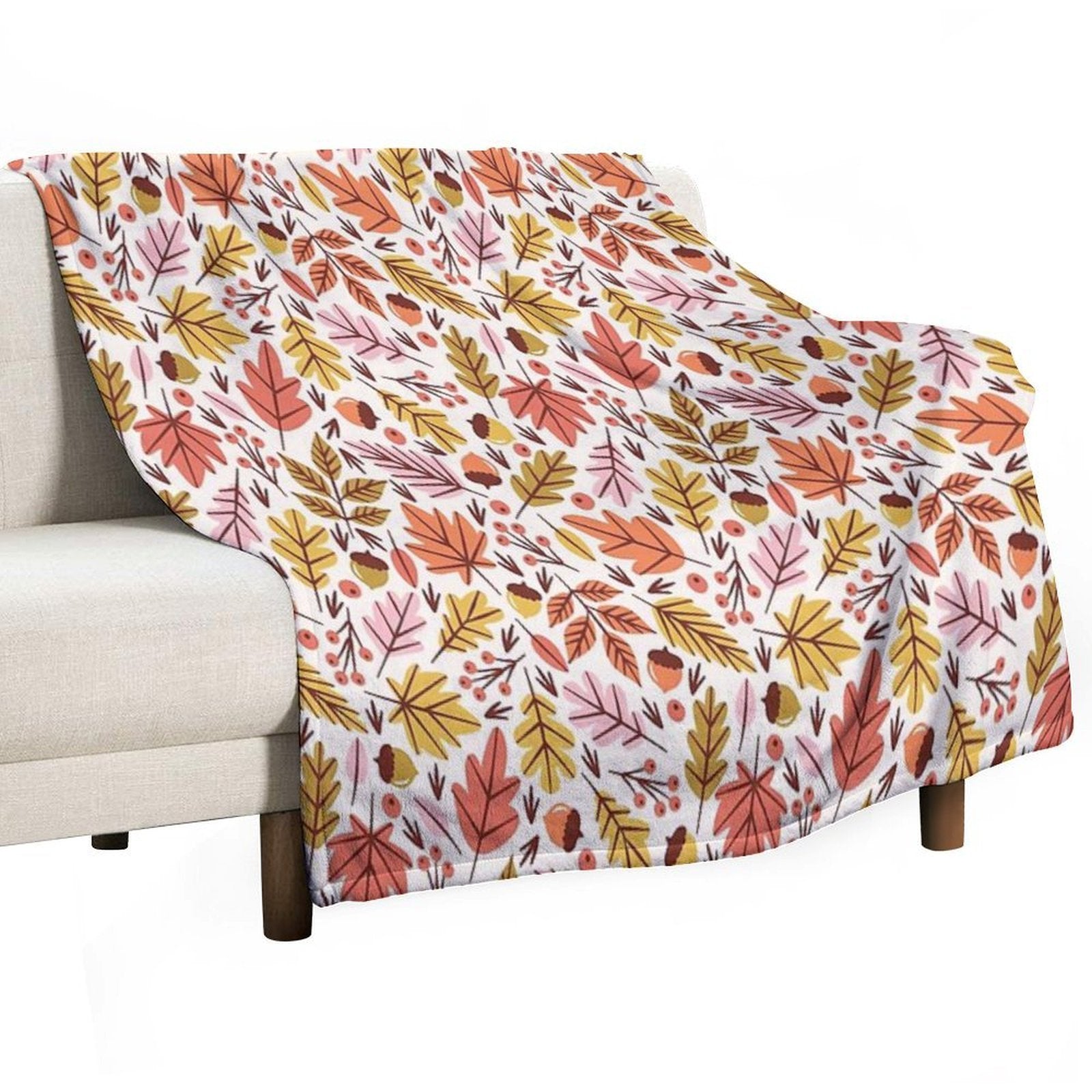 Leaves & Acorns Wrinkle-free Throw Blanket