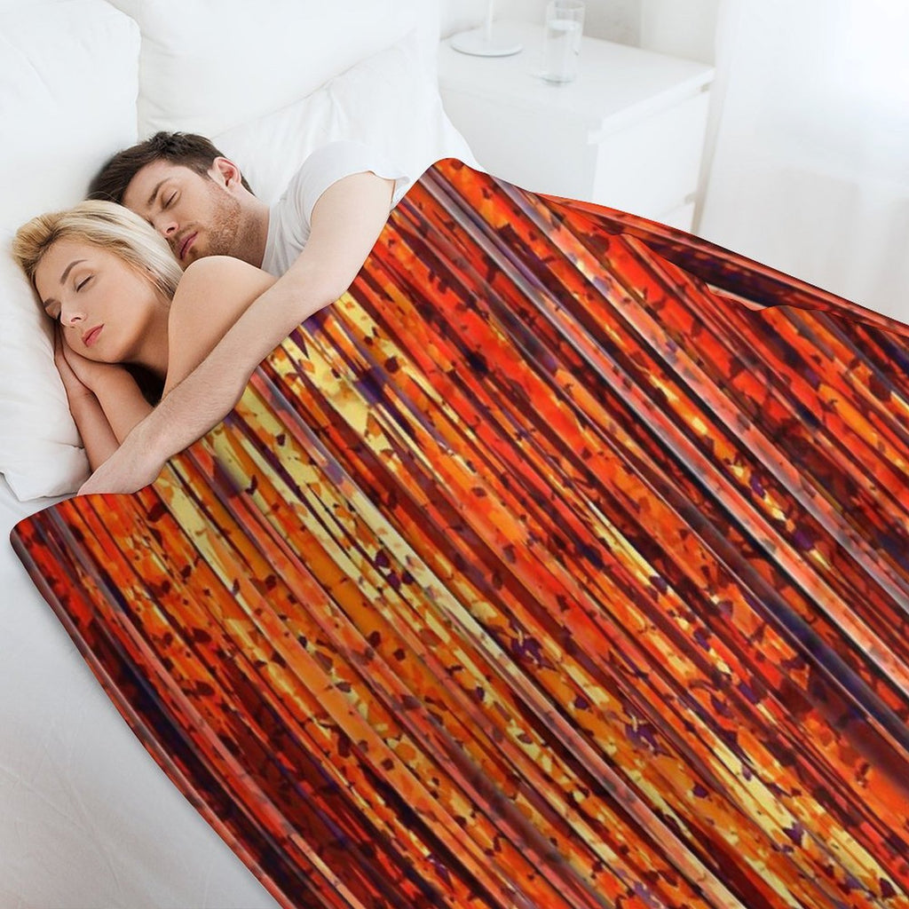 Abstract Orange Stripes Multi-functional Throw Blanket