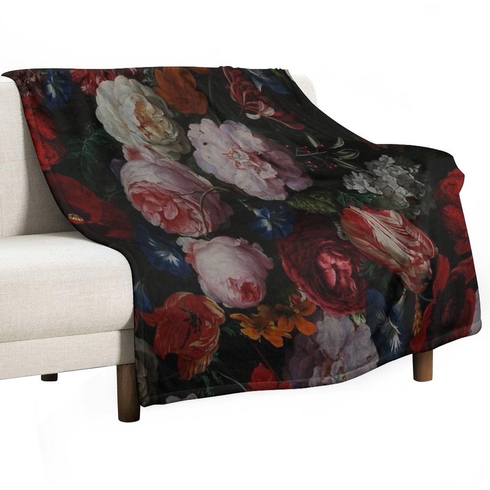 Dutch Midnight Garden I Botanical Night  Nightgarden Machine-washable Throw Blanket