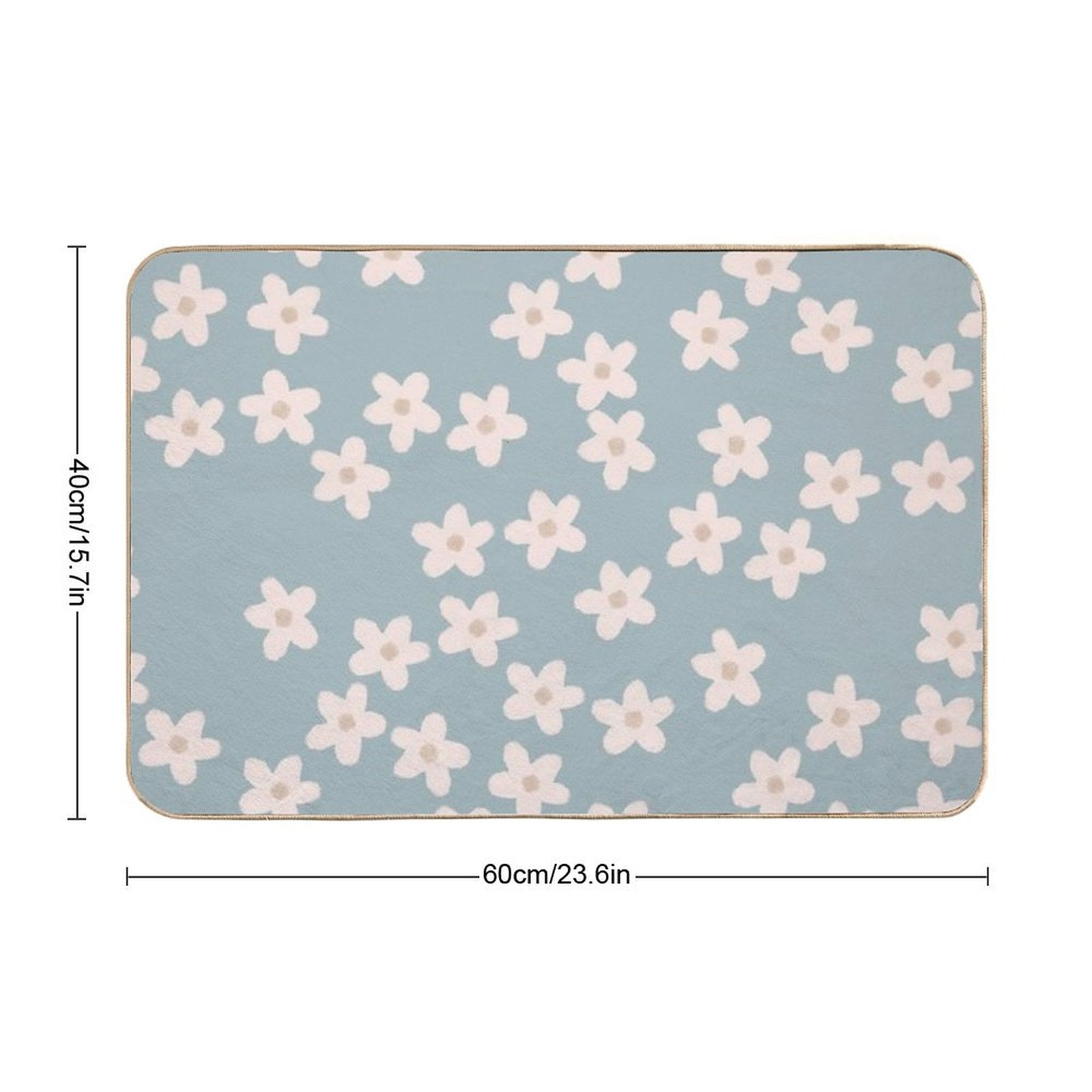 Spring Floral Daisy Print in Pastel Blue  Repositionable Bath Mat