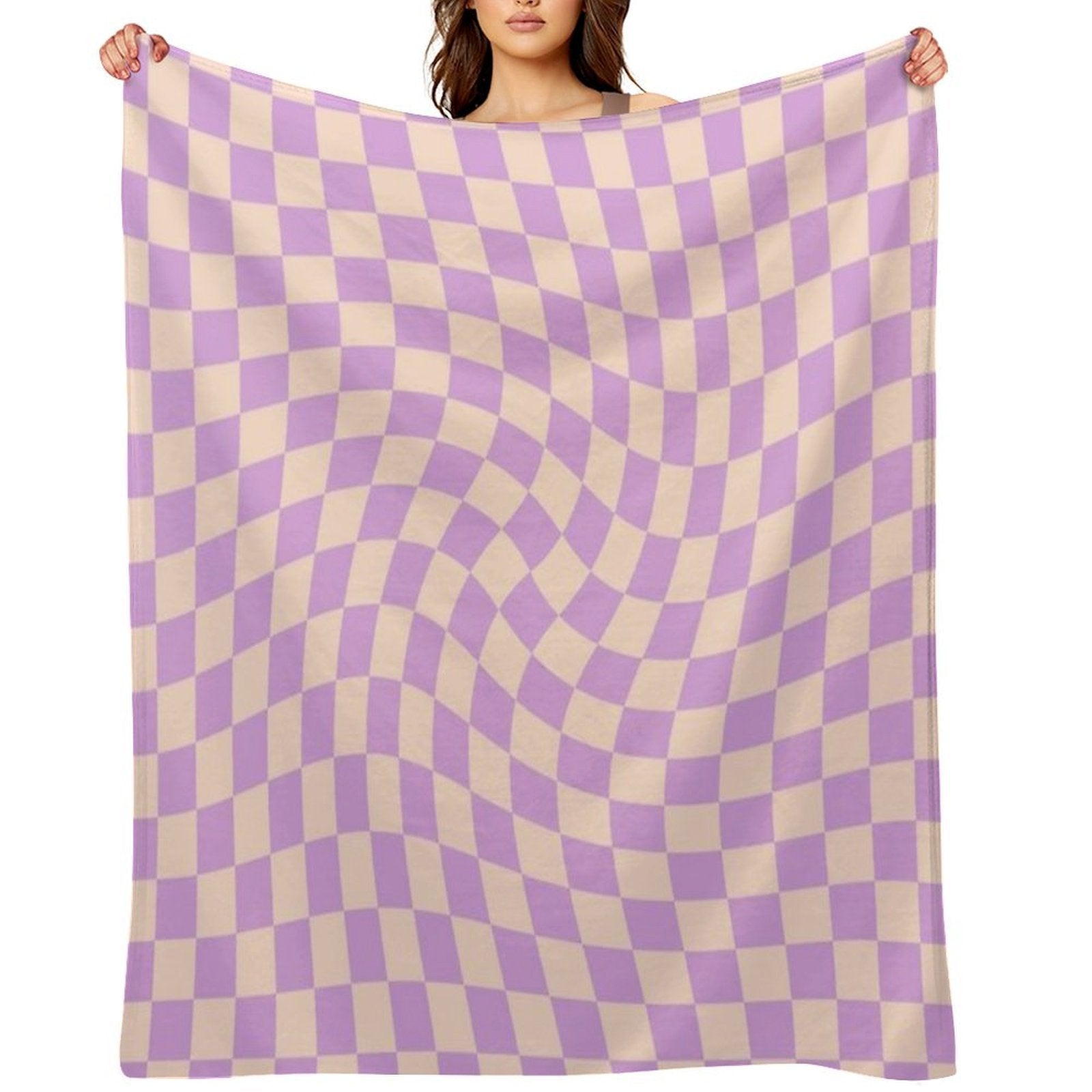 Check V - Lilac Twist Wrinkle-free Throw Blanket