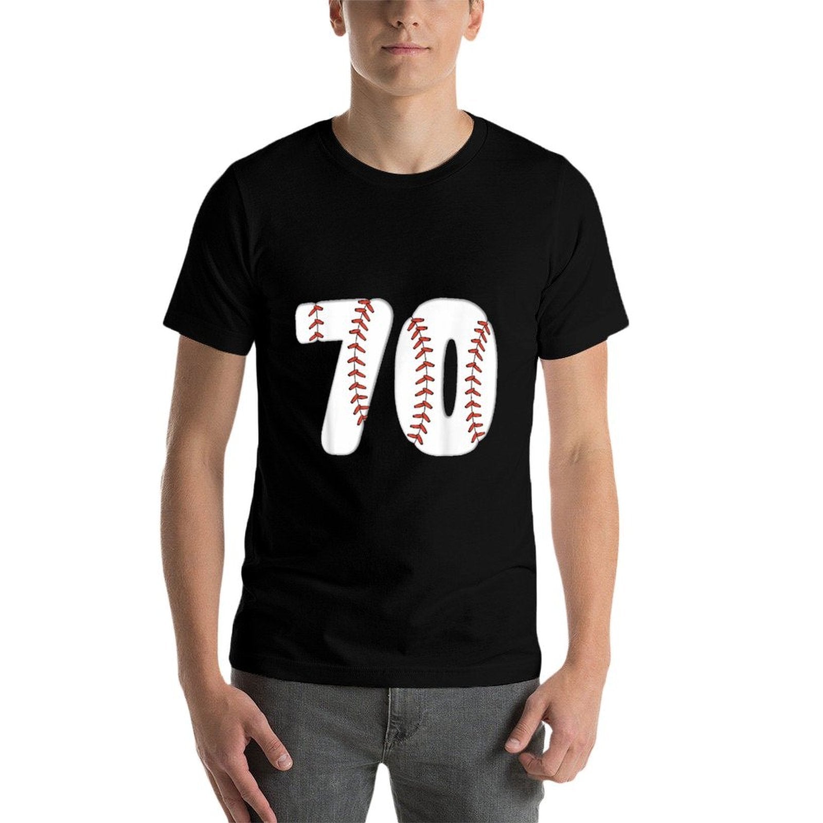 Baseball Number 70 Baseball Birthday 70 Baseball Themed 70th  Fade-proof Color T-Shirt