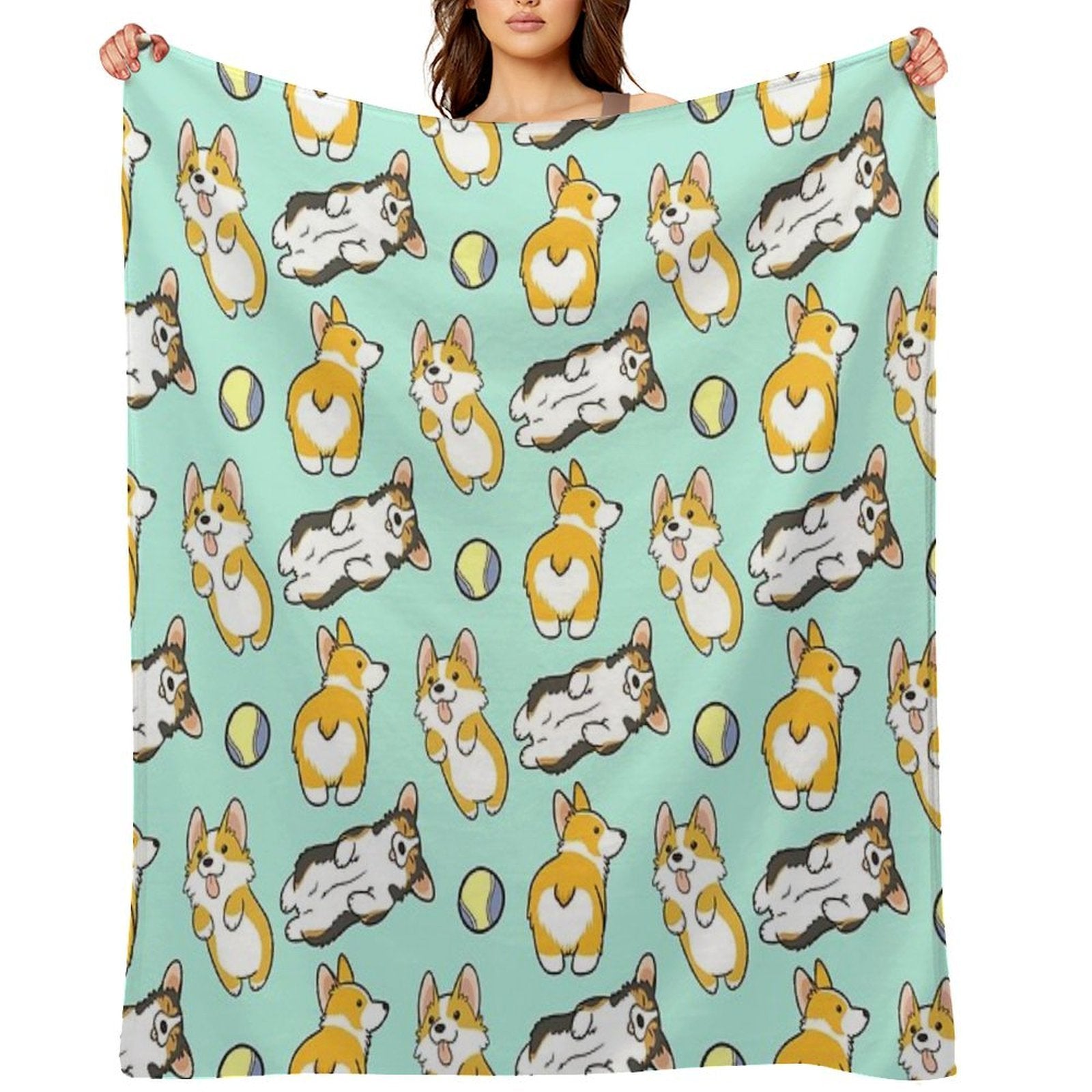 Corgi Set Eco-conscious Throw Blanket