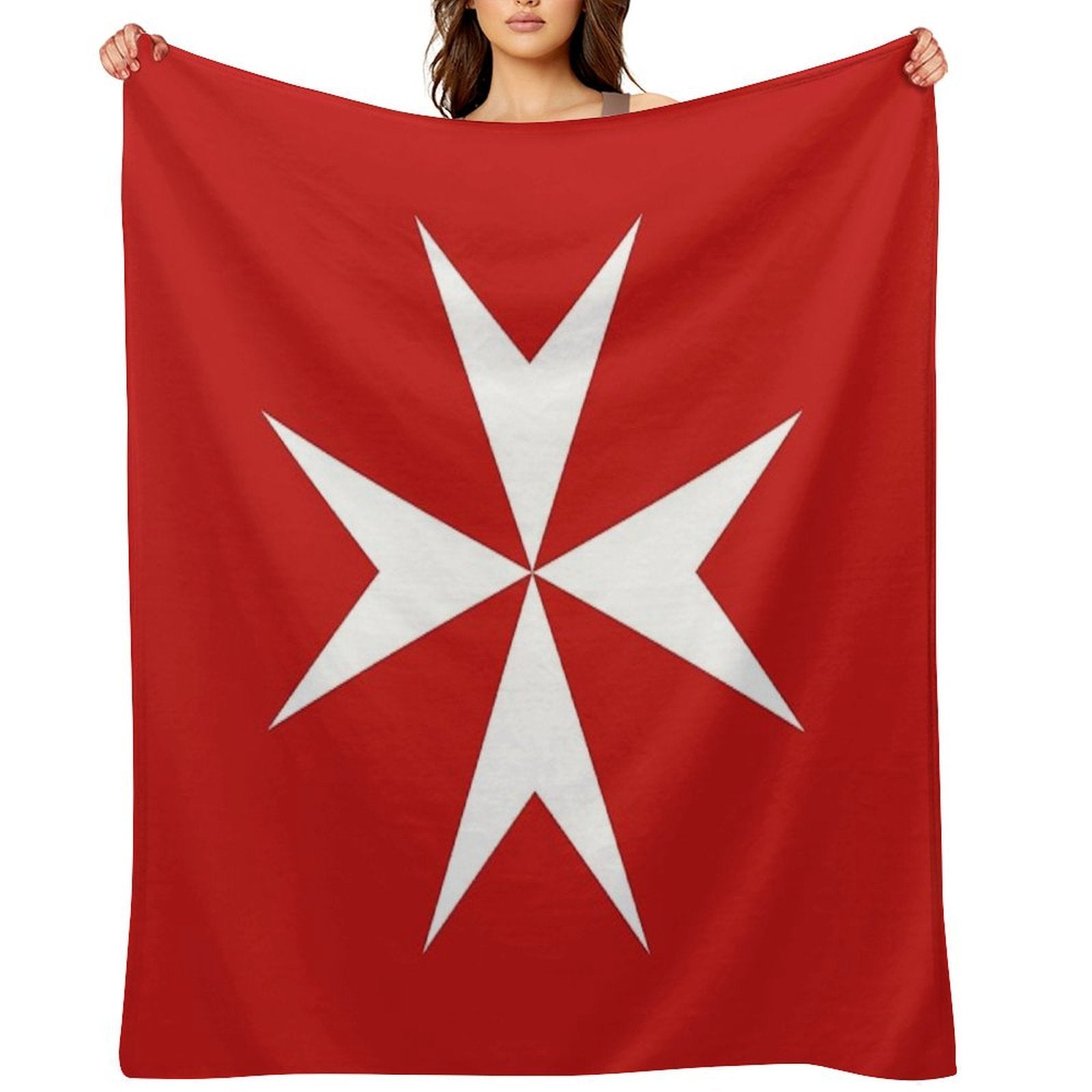 Maltese Cross Flag T-Shirt Plush Throw Blanket