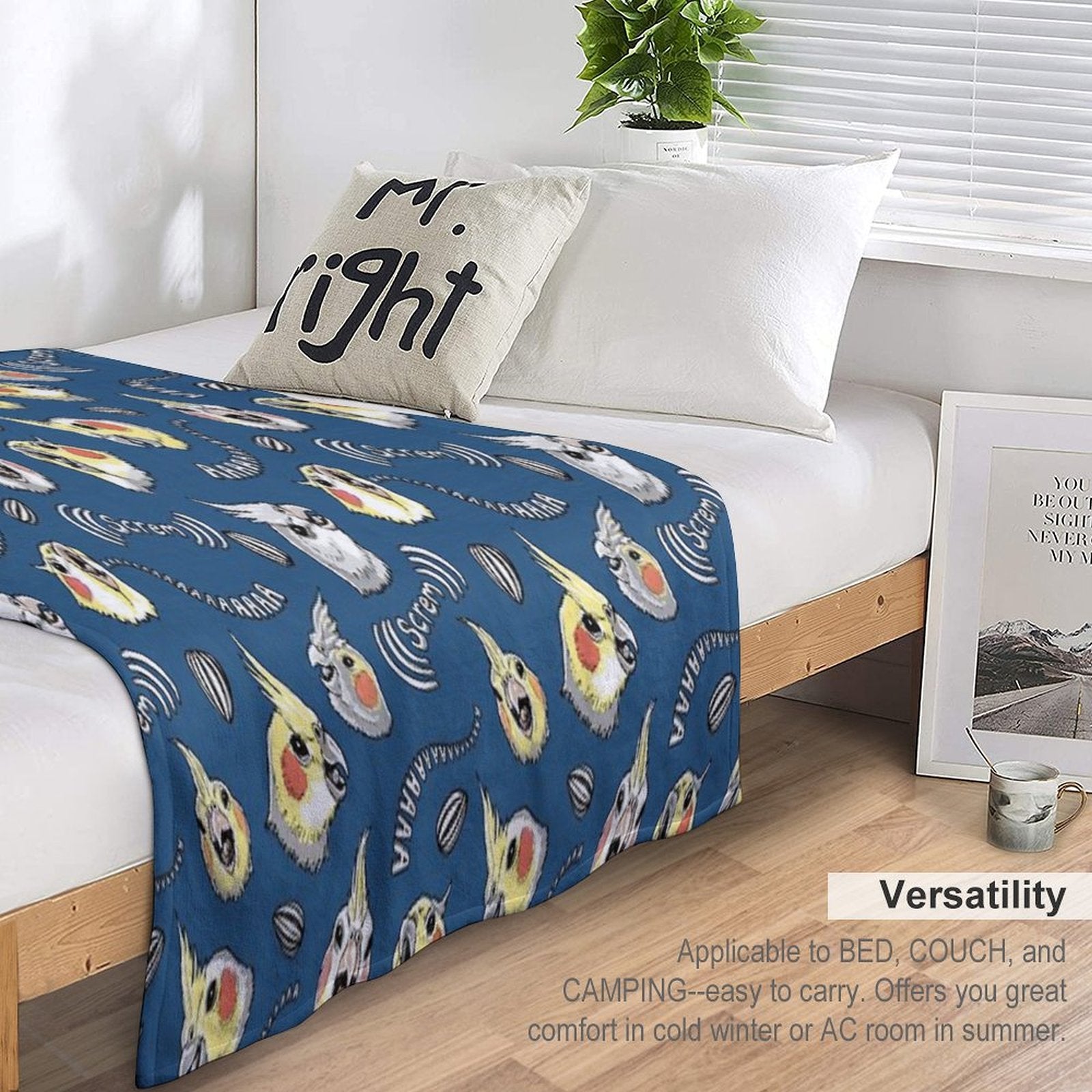 Cockatiel Screm Wrinkle-free Throw Blanket