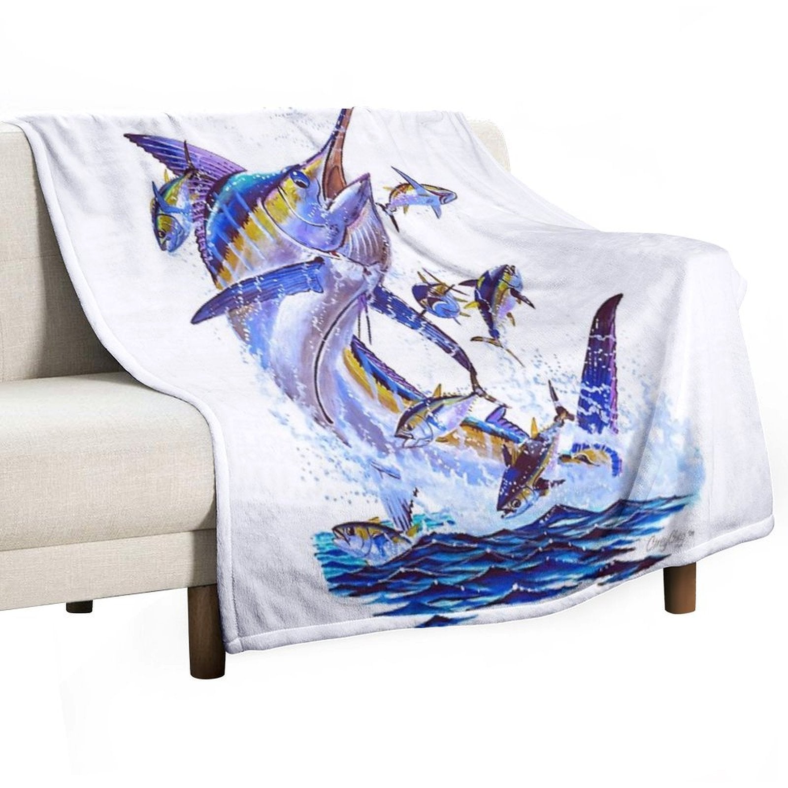 Blue Marlin And Tunas Quick-dry Throw Blanket